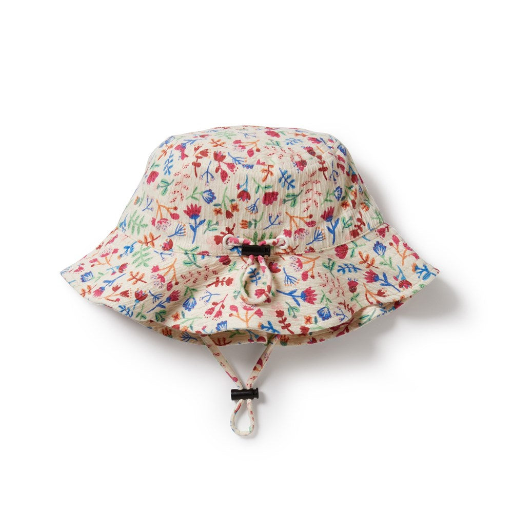 Stylish Tropical Garden Crinkle Sun Hat for Women - UPF 50+ UV Protection, Wide Brim, Foldable & Packable - Perfect for Beach, Pool, Travel & Outdoor Activities