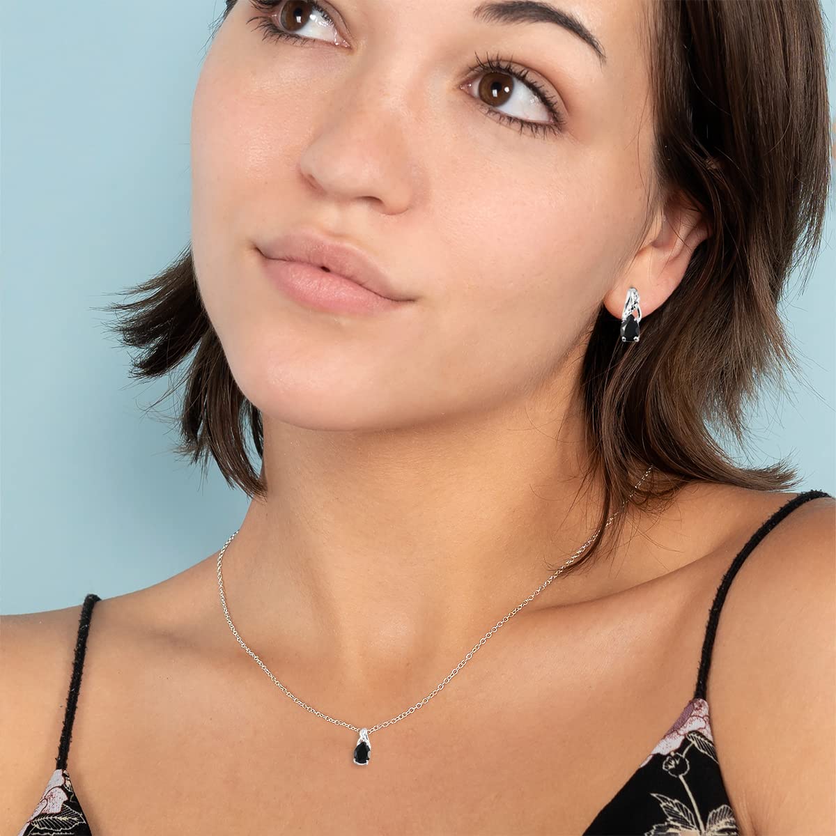 Shop LC Women's Teardrop Pendant Necklace & Dangle Earrings Set - 925 Sterling Silver Stainless Steel Jewelry for Wedding, Birthday Gifts | Elegant Costume Jewelry Set for Everyday Wear & Special Occasions