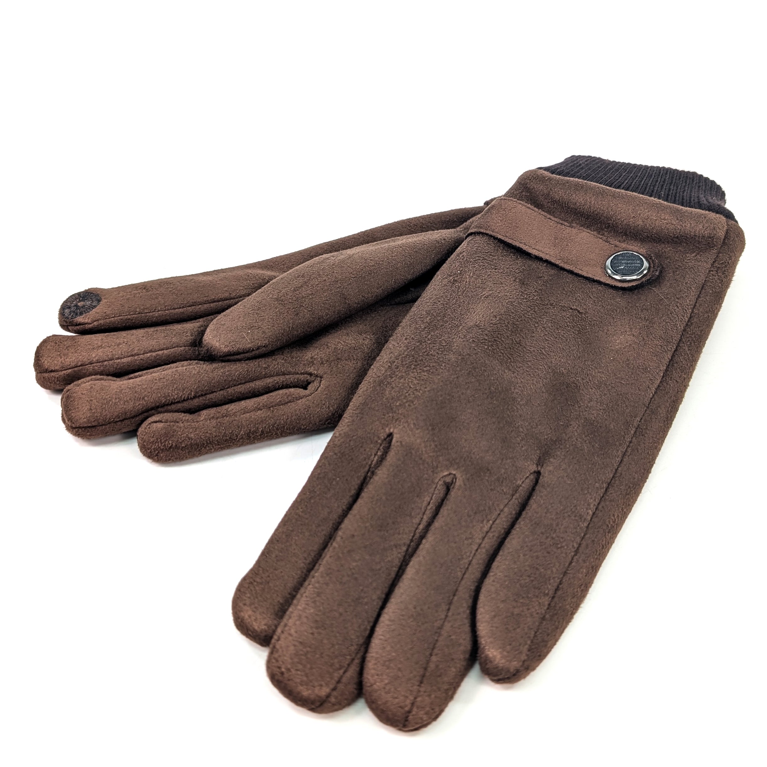 Unisex Chocolate Brown Winter Gloves with Button Detail - Warm Touchscreen Gloves for Men & Women - Perfect for Outdoor Activities, Driving & Cold Weather