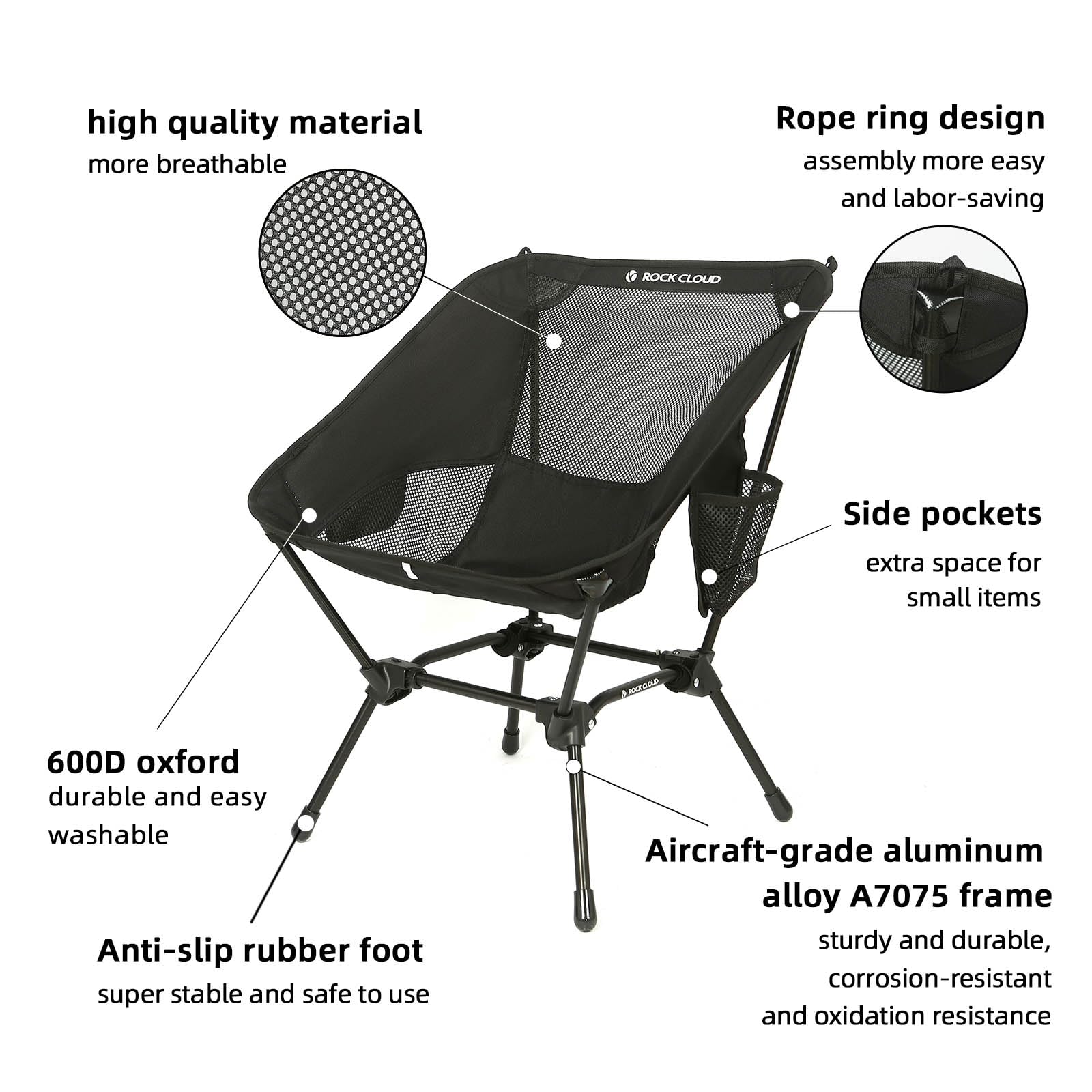 2 Pack Ultralight Folding Camping Chairs - Portable Outdoor Chairs for Camping, Hiking, Beach, Backpacking & Lawn Sports (Black) | Perfect for Picnics, Tailgating & Outdoor Adventures