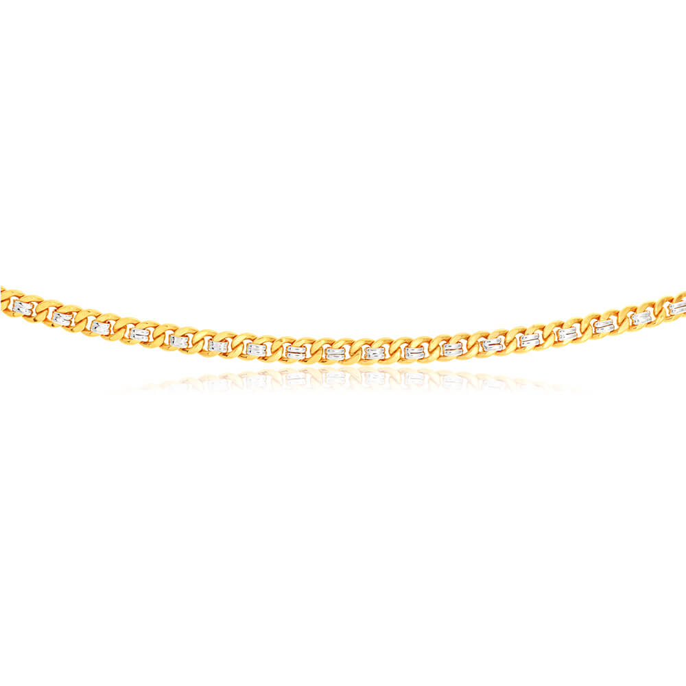 9ct Yellow and White Gold Silver Filled Curb Chain 45cm - Elegant Unisex Necklace for Everyday Wear, Gifts & Special Occasions
