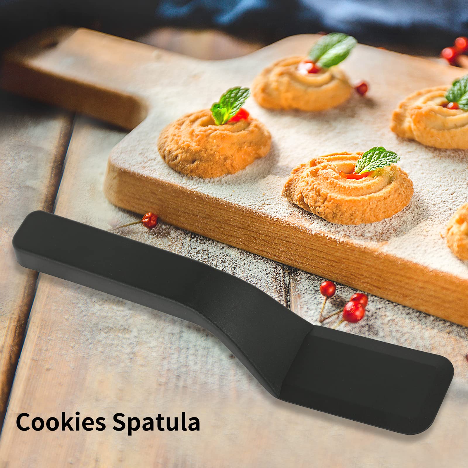 3-Pack Black Nylon Kitchen Spatula Set - Heat Resistant, BPA-Free Non-Stick Cooking Utensils for Pancakes, Vegetables & Cookies - Perfect for Flipping, Stirring & Serving (Big/Middle/Mini Sizes)