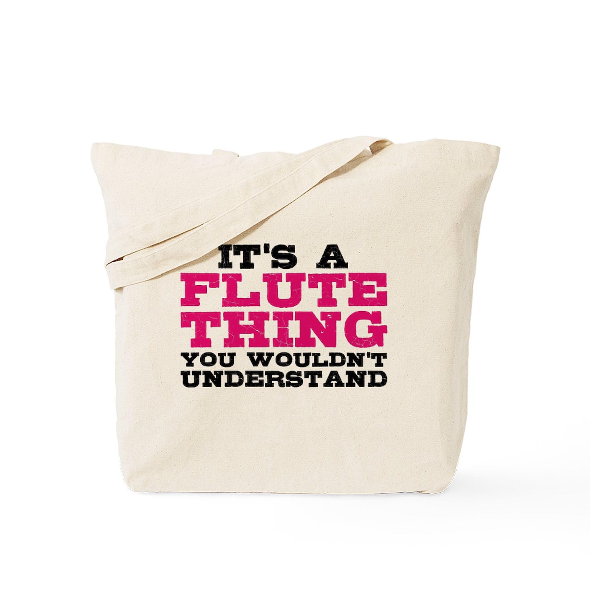 Flute Lover Tote Bag - Natural Canvas Reusable Shopping Bag for Groceries, Books & Music Accessories | Eco-Friendly & Durable