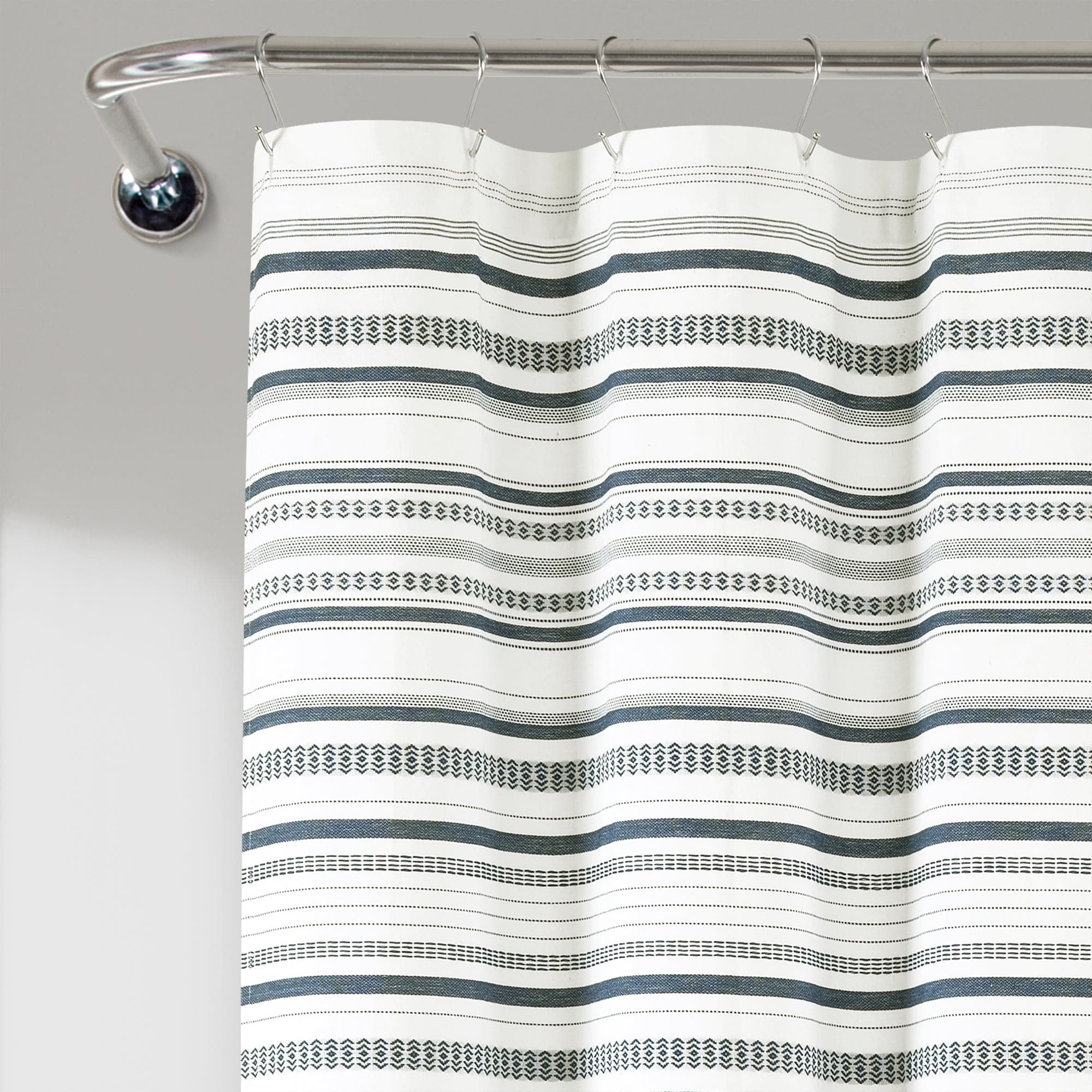 Eco-Friendly Woven Yarn Dyed Recycled Cotton Blend Shower Curtain - Waterproof Bathroom Decor for Modern & Sustainable Homes