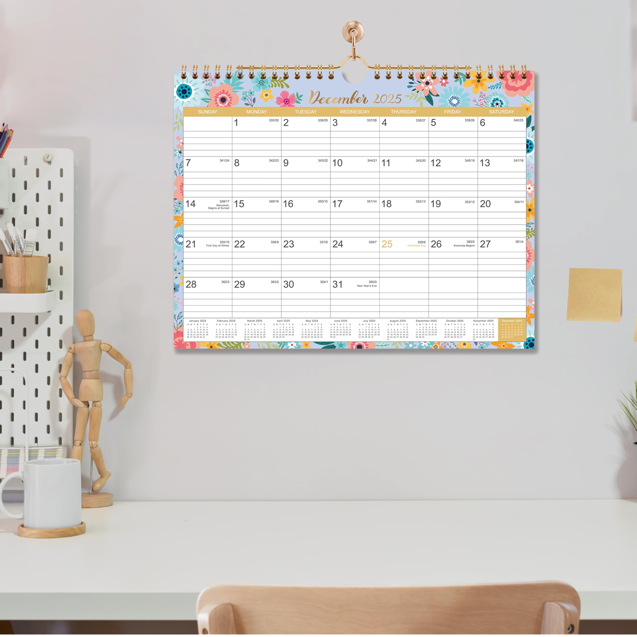 2025-2026 Wall Calendar - 18 Month Planner from July 2025 to December 2026 with Twin-Wire Binding, 11