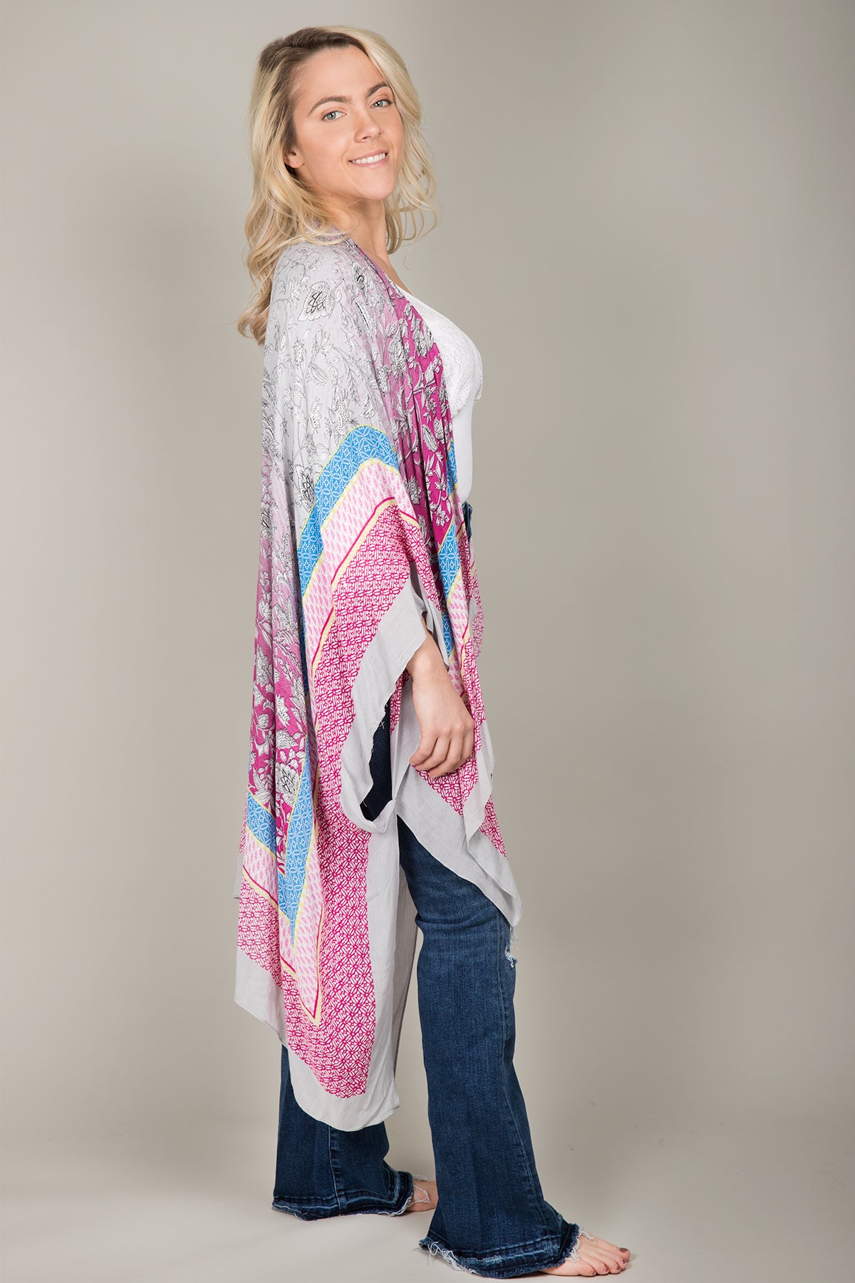 Floral Kimono Long Sleeve Robe for Women - Spring & Summer Cover Up, Beach Dress, Loungewear, Boho Chic Outfit