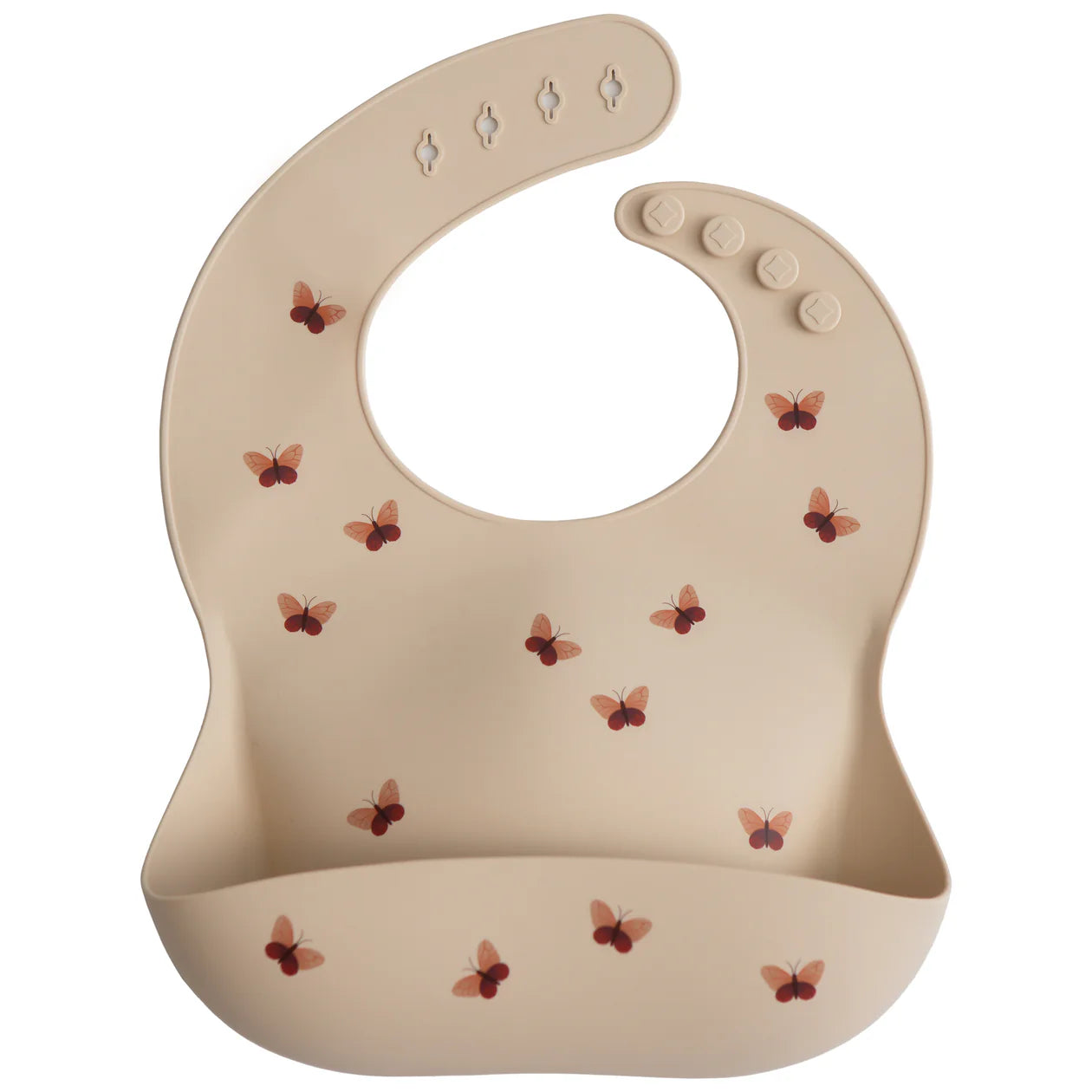 Mushie Silicone Baby Bib with Butterfly Design - Soft, Durable & Easy to Clean for Messy Mealtime - Perfect for Infants & Toddlers at Home or On-the-Go