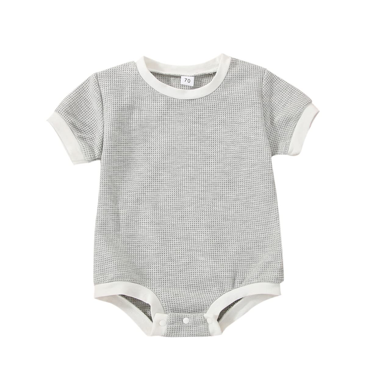 Twopumpkin Unisex Baby Romper - Short Sleeve Waffle Onesie for Newborn Boys & Girls | Soft Cotton Bodysuit for Playtime, Daycare & Family Outings