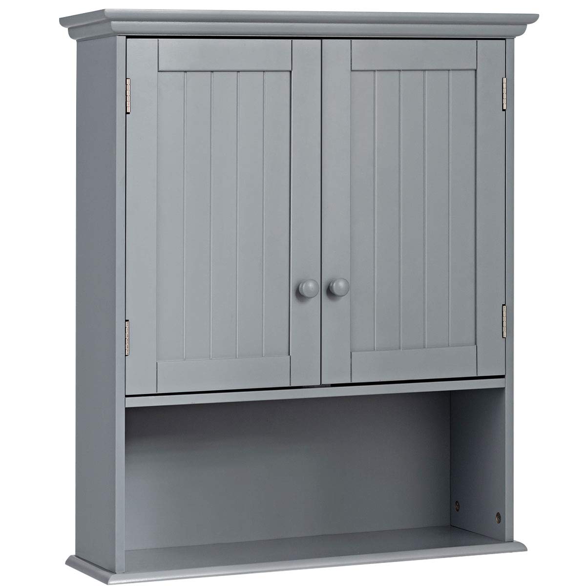 GOFLAME 2-Door Wall Mounted Bathroom Cabinet - Adjustable Shelf Wooden Medicine Storage with Hanging Design, Large Capacity Gray Bathroom Organizer | Perfect for Toilet, Vanity & Shower Storage Organization
