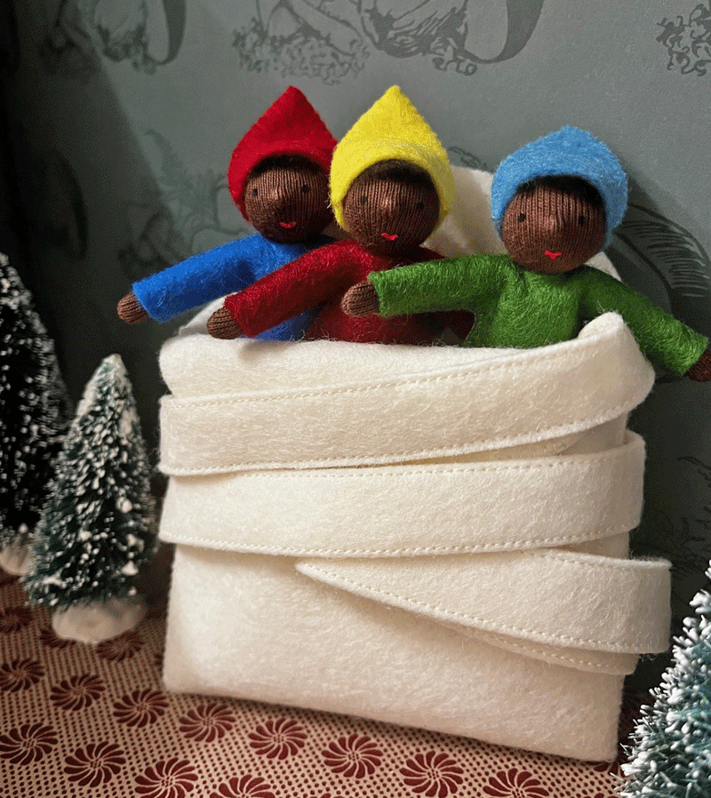 Premium Set of 3 Black Waldorf Gnomes in Felt Bag - Handmade Christmas Decorations for Home, Garden, and Holiday Gift Giving