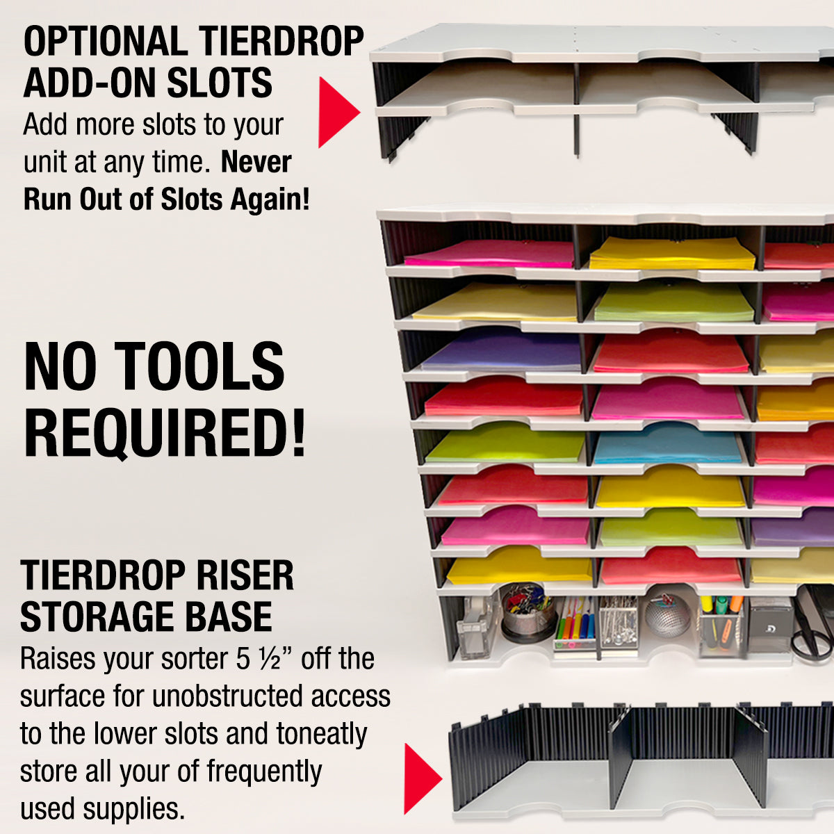 Ultimate Office TierDrop™ PLUS 48 Slot Organizer with Riser Storage Base - Perfect for Literature, Forms, Mail & Classroom Organization (Ideal for Teachers, Offices & Home Workspaces)