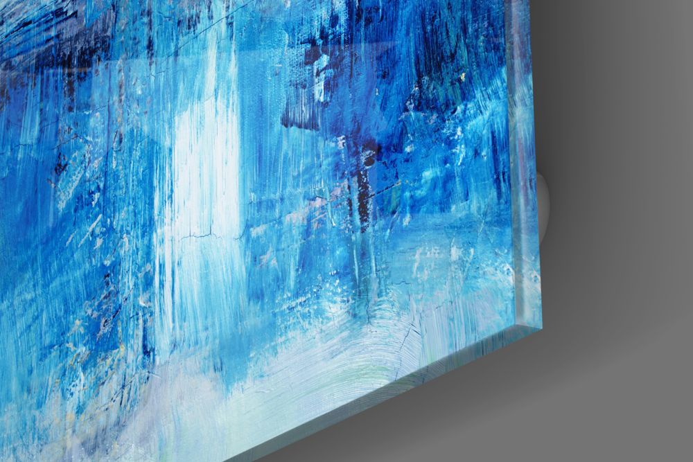 Blue Abstract Square Wall Art - Modern Canvas Painting for Home & Office Decor - Perfect for Living Room, Bedroom, or Workspace