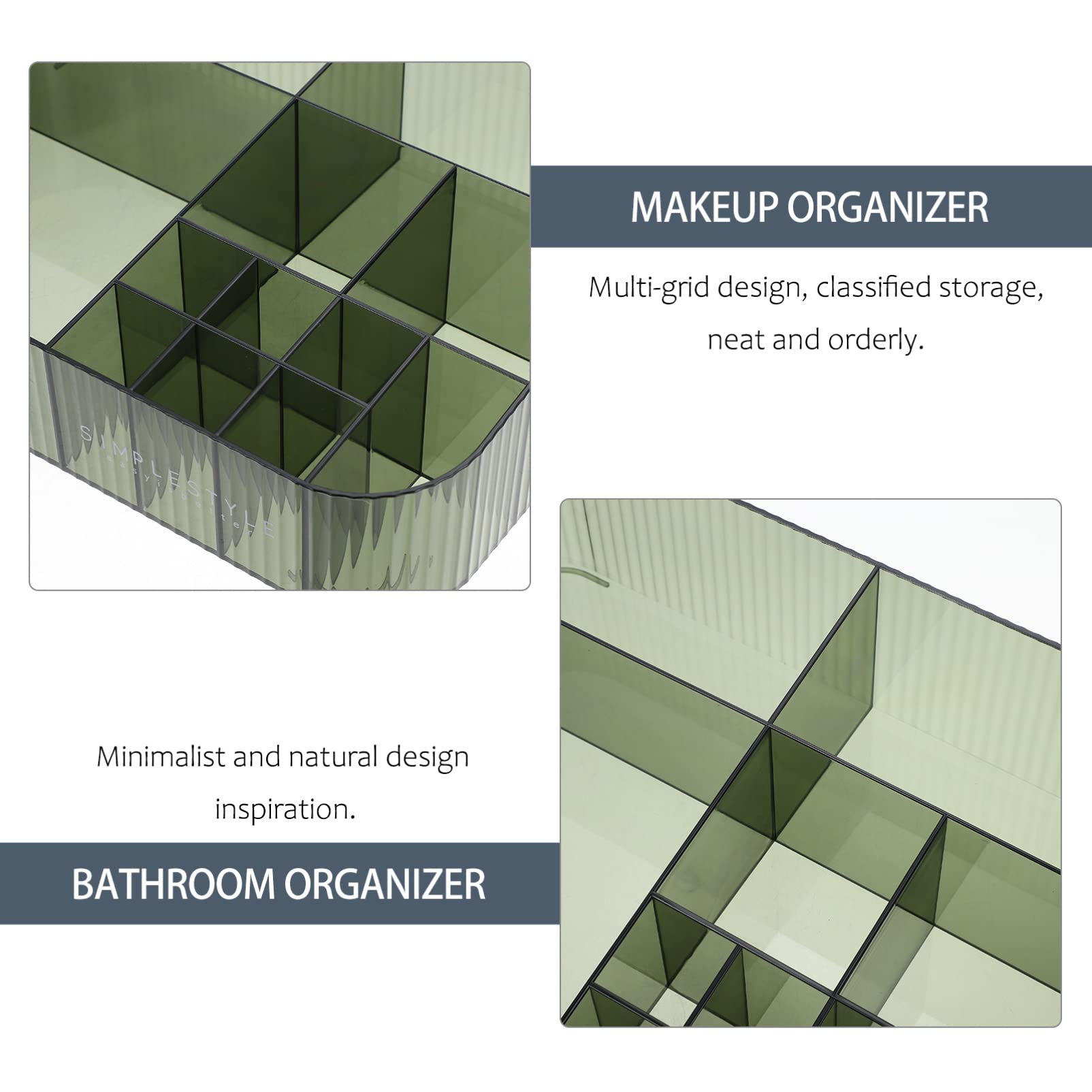 Green Makeup Organizer & Cosmetic Display Case - Multi-Grid Desktop Jewelry Box with Brush & Lipstick Holder for Dresser or Vanity | Perfect for Skin Care Storage & Beauty Accessories Organization