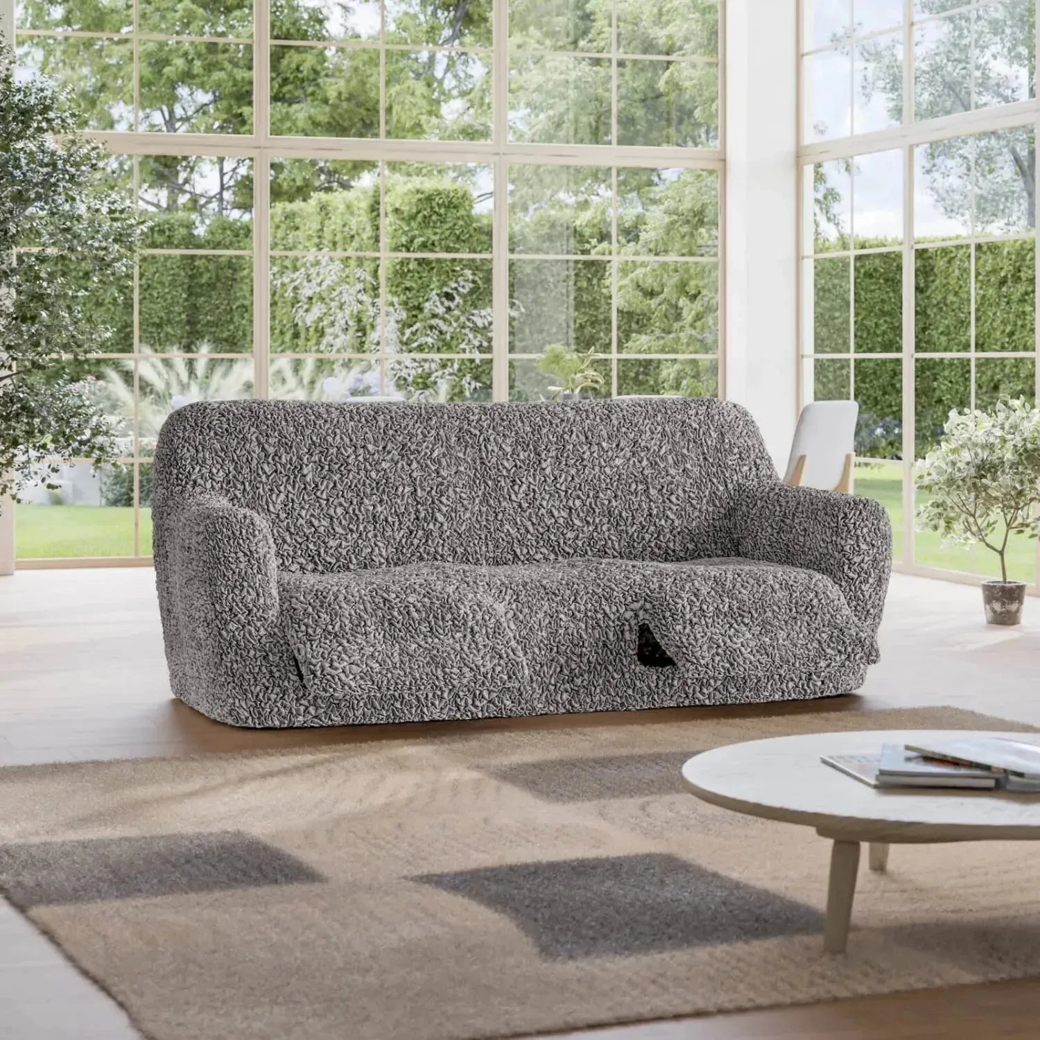 3 Seater Recliner Slipcover - Soft Fuco Cotton Stretch Sofa Cover - Perfect for Living Room, Family Room & Home Theater Furniture Protection