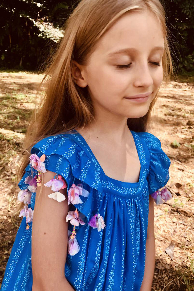 Nellystella Chloe Lagoon Girls Dress - Floral Print Summer Dress for Toddlers & Kids - Perfect for Beach, Party & Outdoor Play