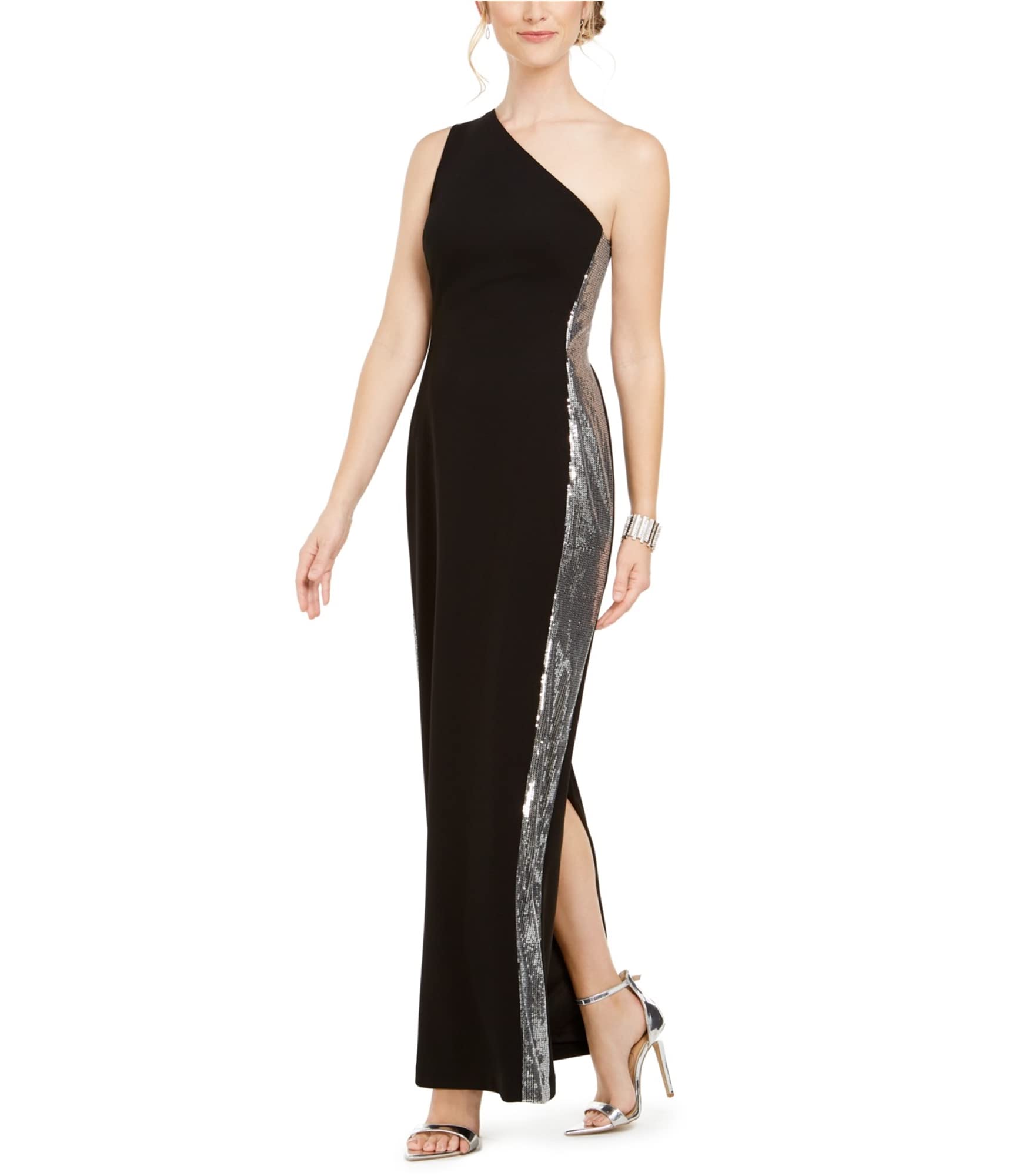 Vince Camuto Women's One Shoulder Sequin Gown Dress - Elegant Evening Gown for Prom, Party, Wedding & Special Occasions