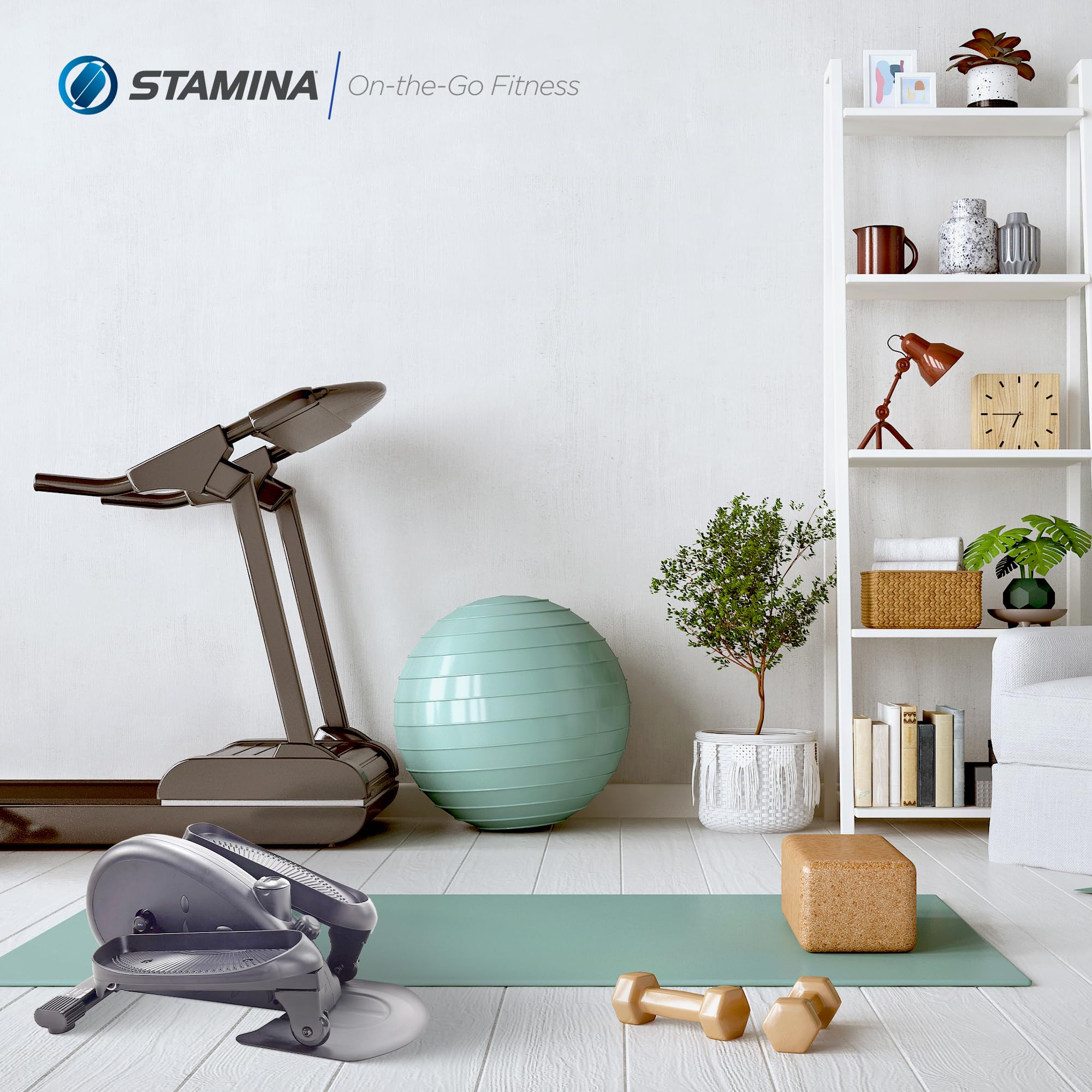 Stamina Inmotion Compact Strider Under Desk Elliptical Machine - Portable Foot Pedal Exerciser for Home & Office - Seated or Standing Low-Impact Workout Equipment for Fitness, Rehabilitation & Active Sitting