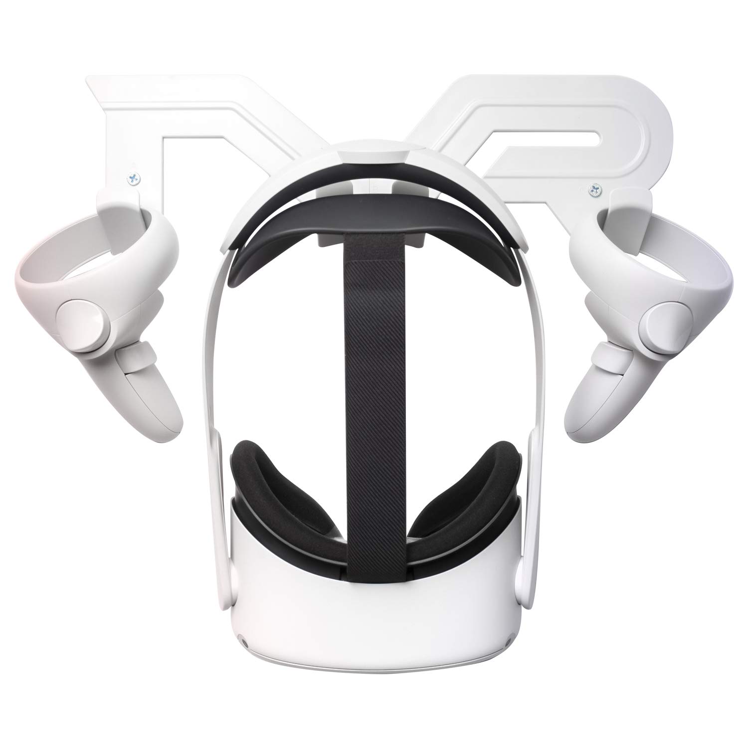 CNBEYOUNG VR Headset Wall Mount Storage Stand Hook - Compatible with Meta Quest 2 Pro, Rift S, Valve Index, PSVR 2, HTC Vive, Vive Pro, HP Reverb G2 & MR Headsets - Secure Organizer for VR Controllers & Accessories (White) - Perfect for Gaming Rooms & VR Setup Organization