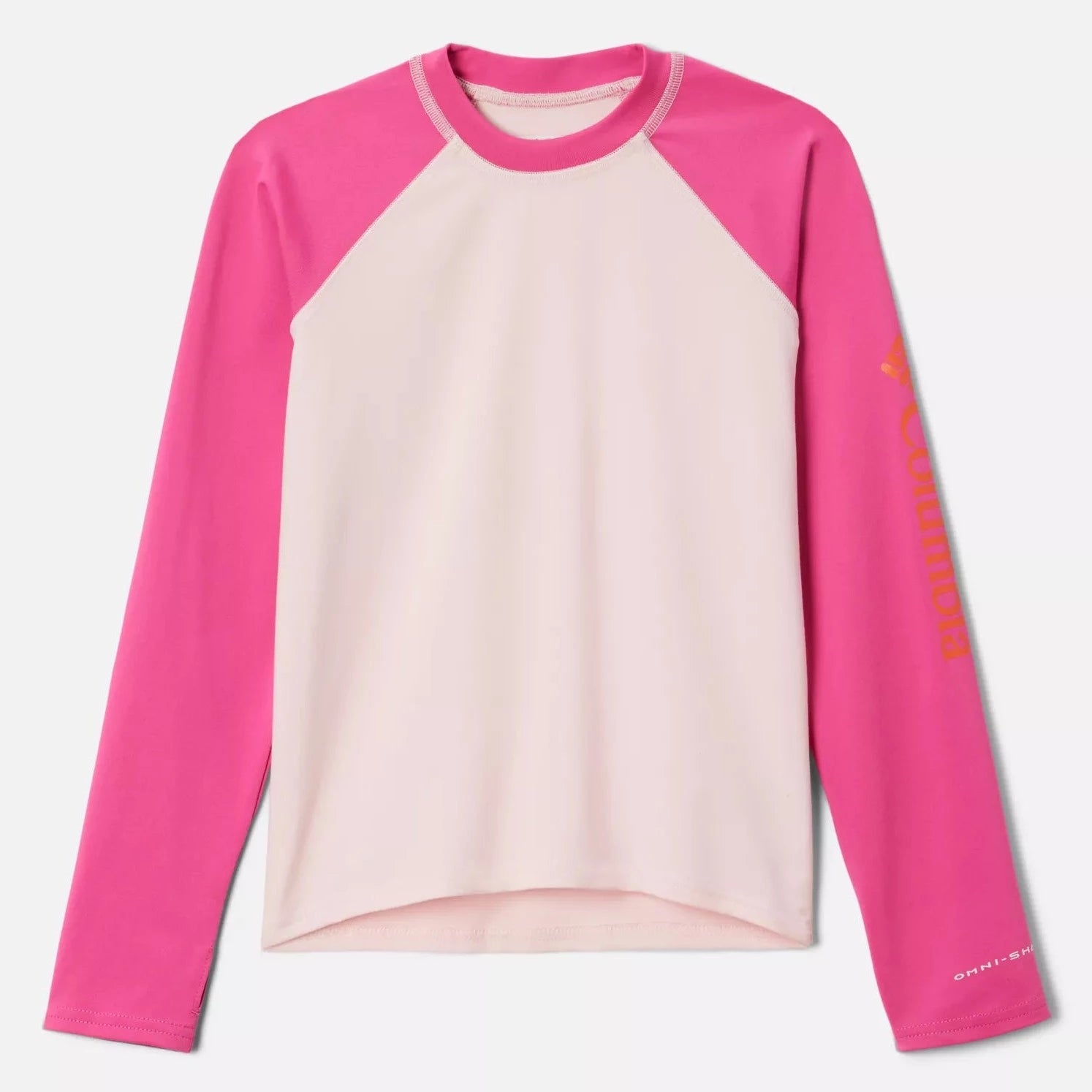 Columbia Women's Pink Satin & Pink Ice Long Sleeve Rash Guard UPF 50+ Sun Protection - Beach, Surfing, Swimming & Outdoor Water Sports