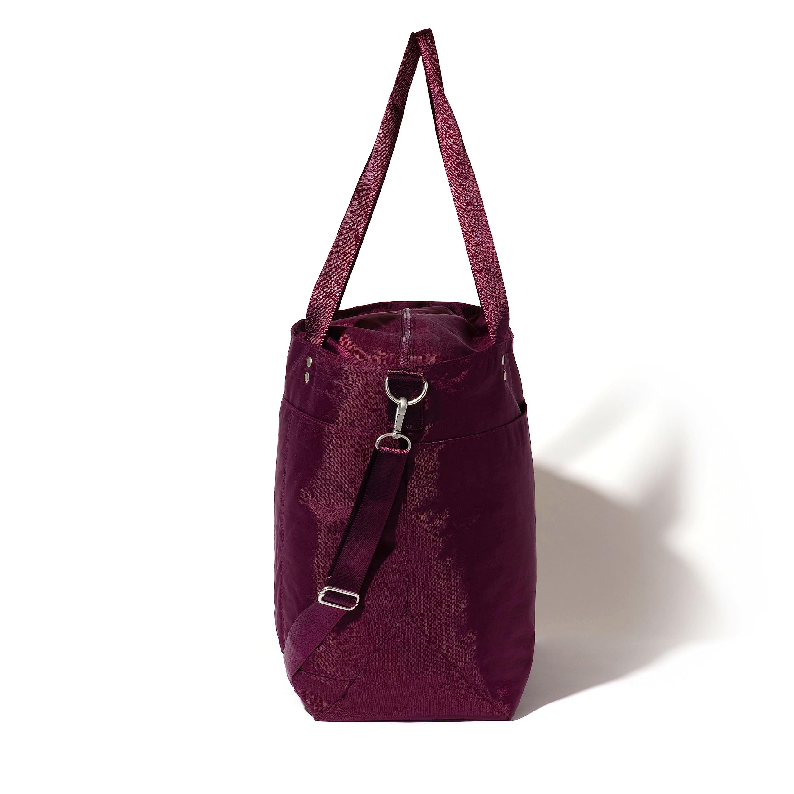 Stylish Large Nylon Tote Bag for Women - Lightweight Carryall Weekender with Zipper Top & Luggage Sleeve - Perfect for Travel, Beach, Work & Gym Essentials