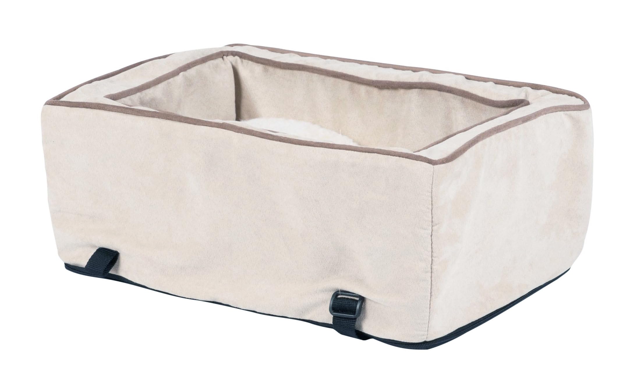 Snoozer Large Center Console Dog Car Seat for Small Dogs Under 12 lbs - Washable Buckskin Cover with Harness Attachment - Comfortable & Secure Pet Car Seat for SUVs, Trucks, and Wide Vehicle Consoles - Perfect for Road Trips, Daily Commutes, and Pet Travel Safety