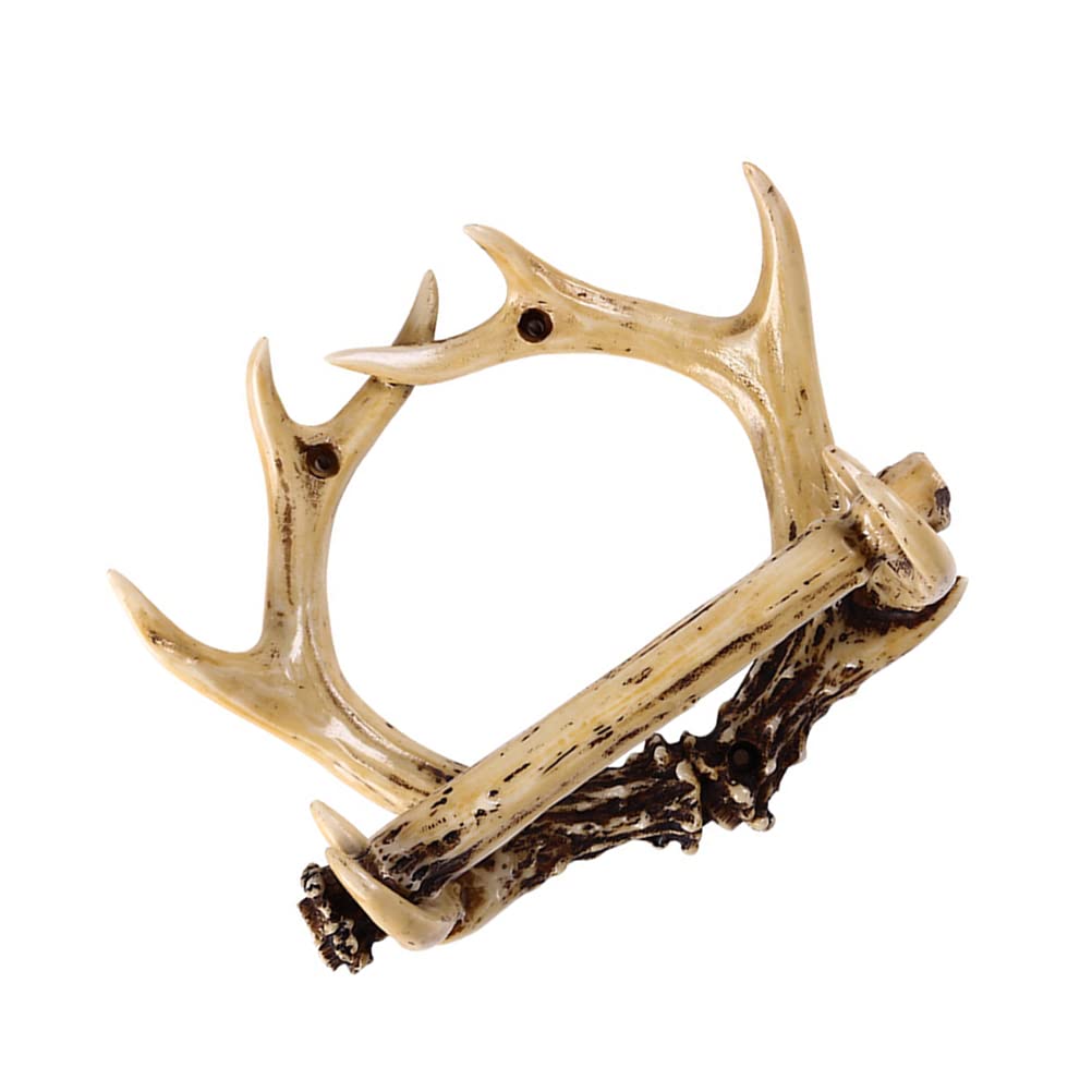 Angoily Rustic Roll Paper Stand - Deer Antler Wall Mounted Paper Holder for Bathroom, Kitchen & Farmhouse Decor | Vintage Toilet Paper Dispenser & Rustic Home Accessory