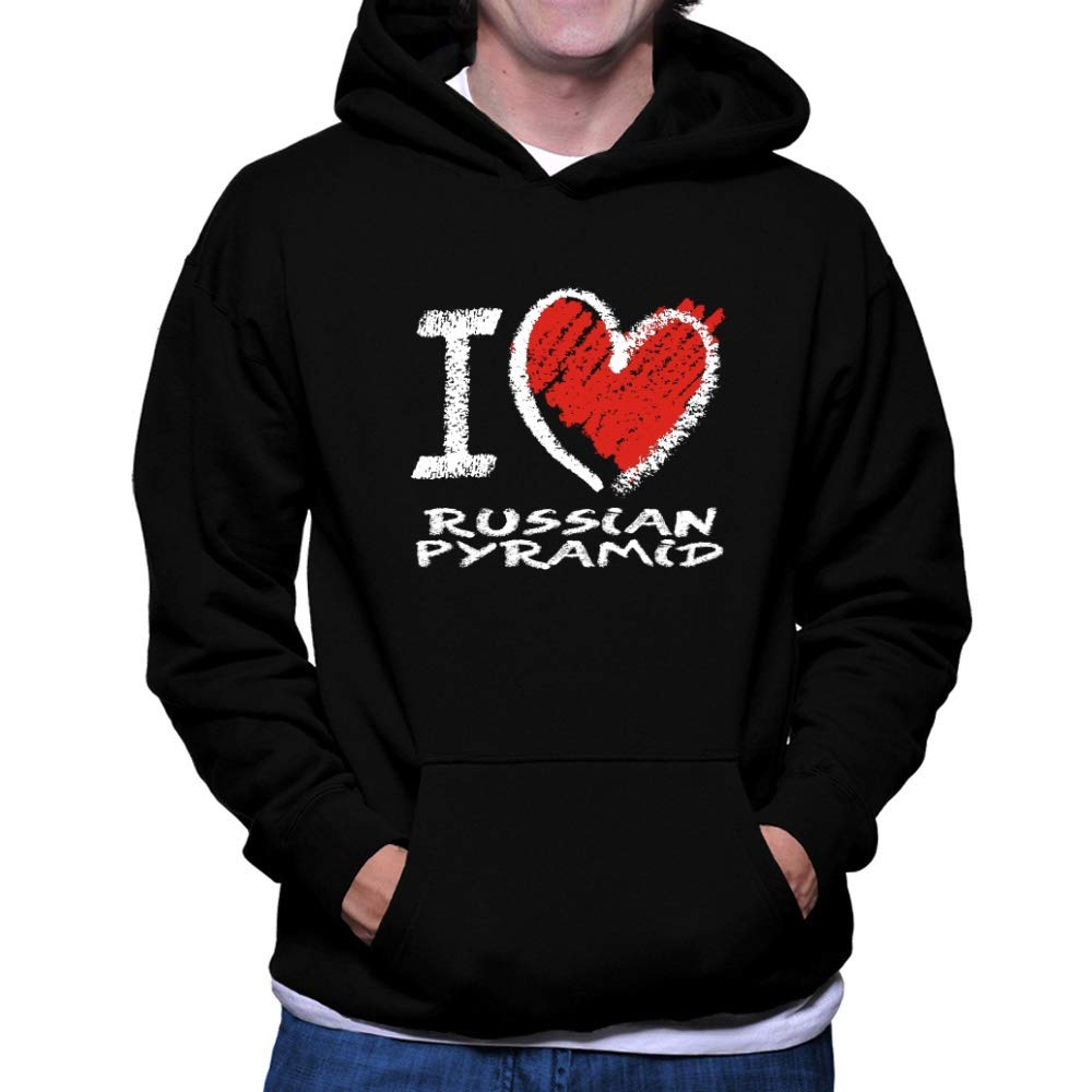 Teeburon I Love Russian Pyramid Chalk Style Hoodie - Soft Cotton Pullover Sweatshirt for Men & Women - Perfect for Winter, Casual Wear & Sports Fans