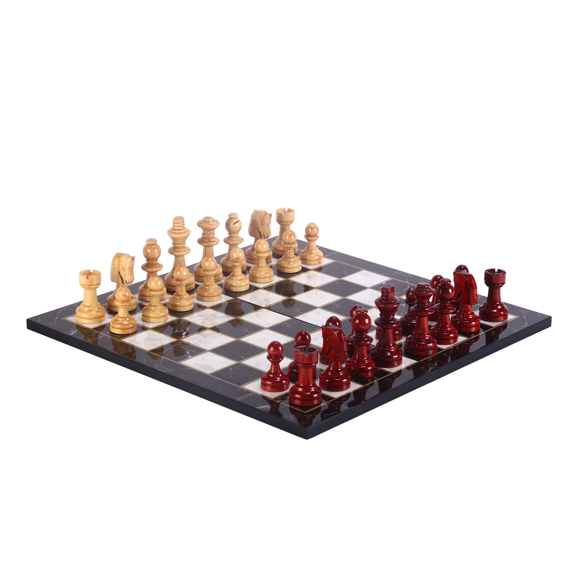 Handmade Boxwood Staunton Chess Set for Adults - 3.5 Inch King with Marble Design Wood Chess Board | Perfect for Home Decor, Game Nights & Gift Giving