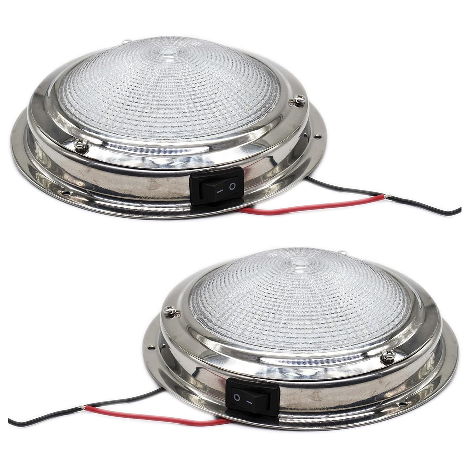 MARINE CITY 304 Stainless Steel LED Dome Light - 12V 3W Super Bright, 4 Inch Waterproof RV Boat Ceiling Light - Long Lasting Battery Life for Interior Roof Lighting in RVs, Boats, Yachts, Trailers - Perfect for Nighttime Navigation & Cabin Illumination (2 Pack)