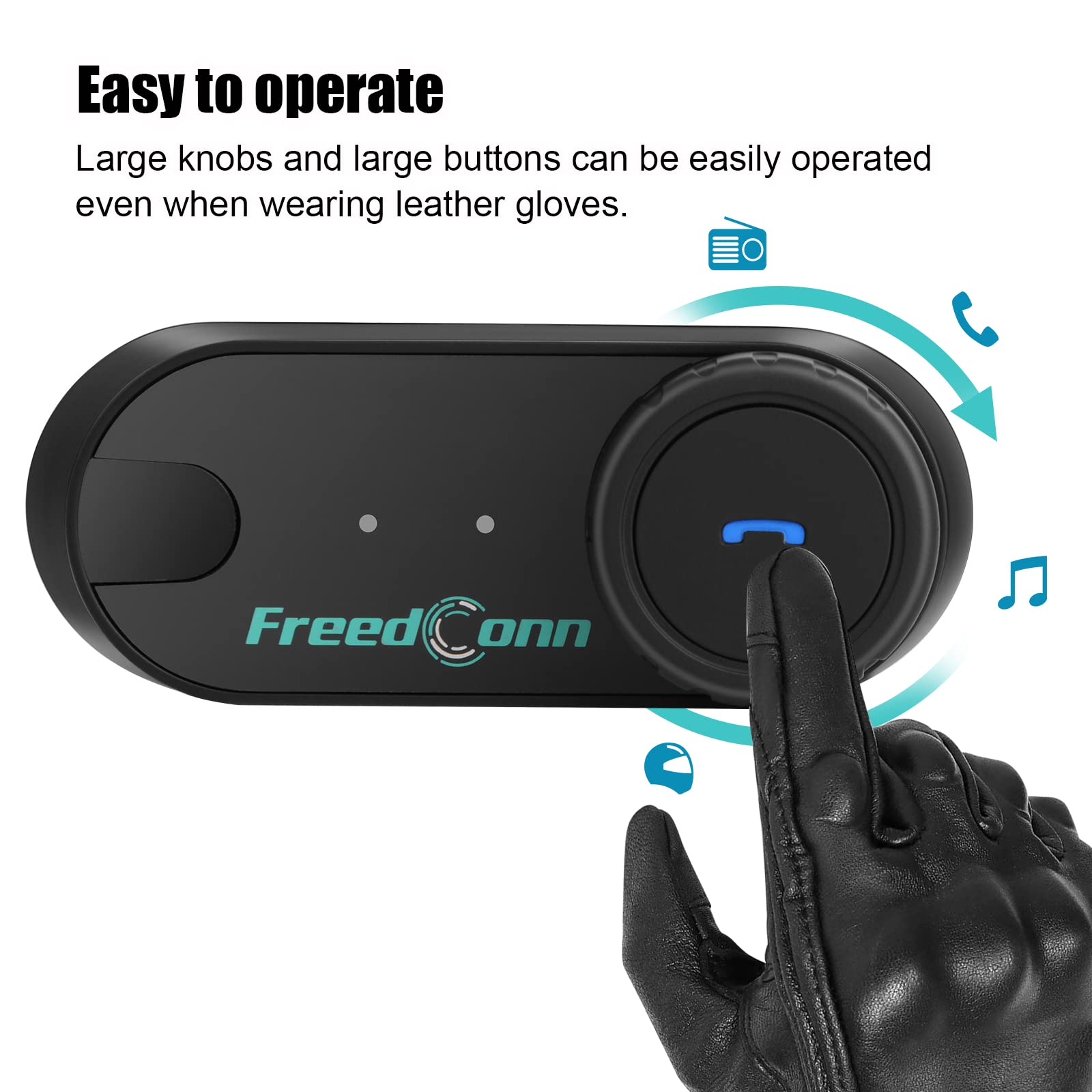 FreedConn TCOM VB Motorcycle Bluetooth Headset - Helmet Communication System with Music Sharing, Universal Pairing & 800M Range for 2-3 Riders (2 Pack) - Perfect for Group Rides, Touring & Adventure Motorcycling