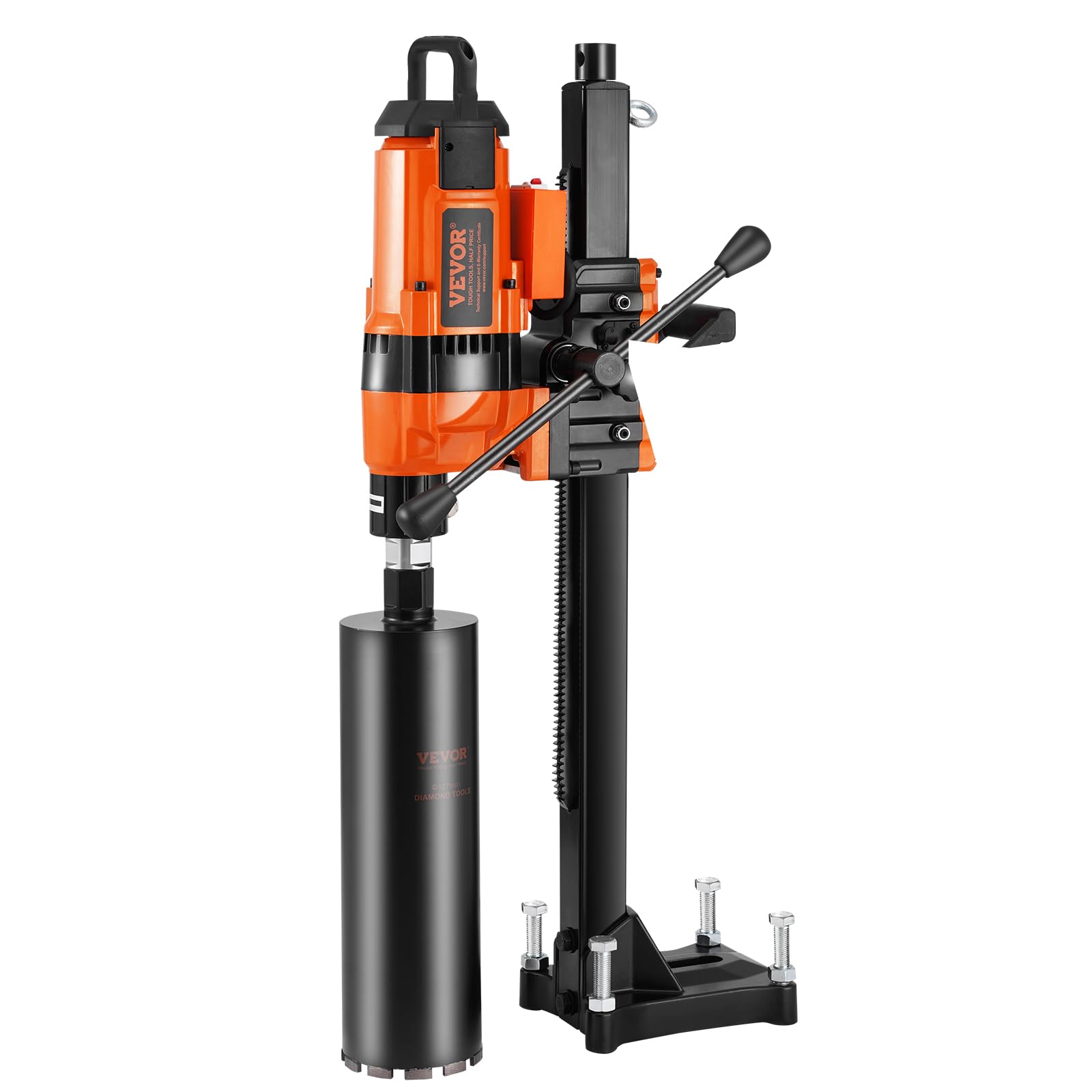 VEVOR 3500W Diamond Core Drill Machine with Stand - 0.8-11.8 Inch Drilling Diameter for Concrete, Brick, Marble - Wet & Dry Use Heavy Duty Core Drill Rig - Perfect for Construction, Masonry Work and DIY Home Improvement Projects