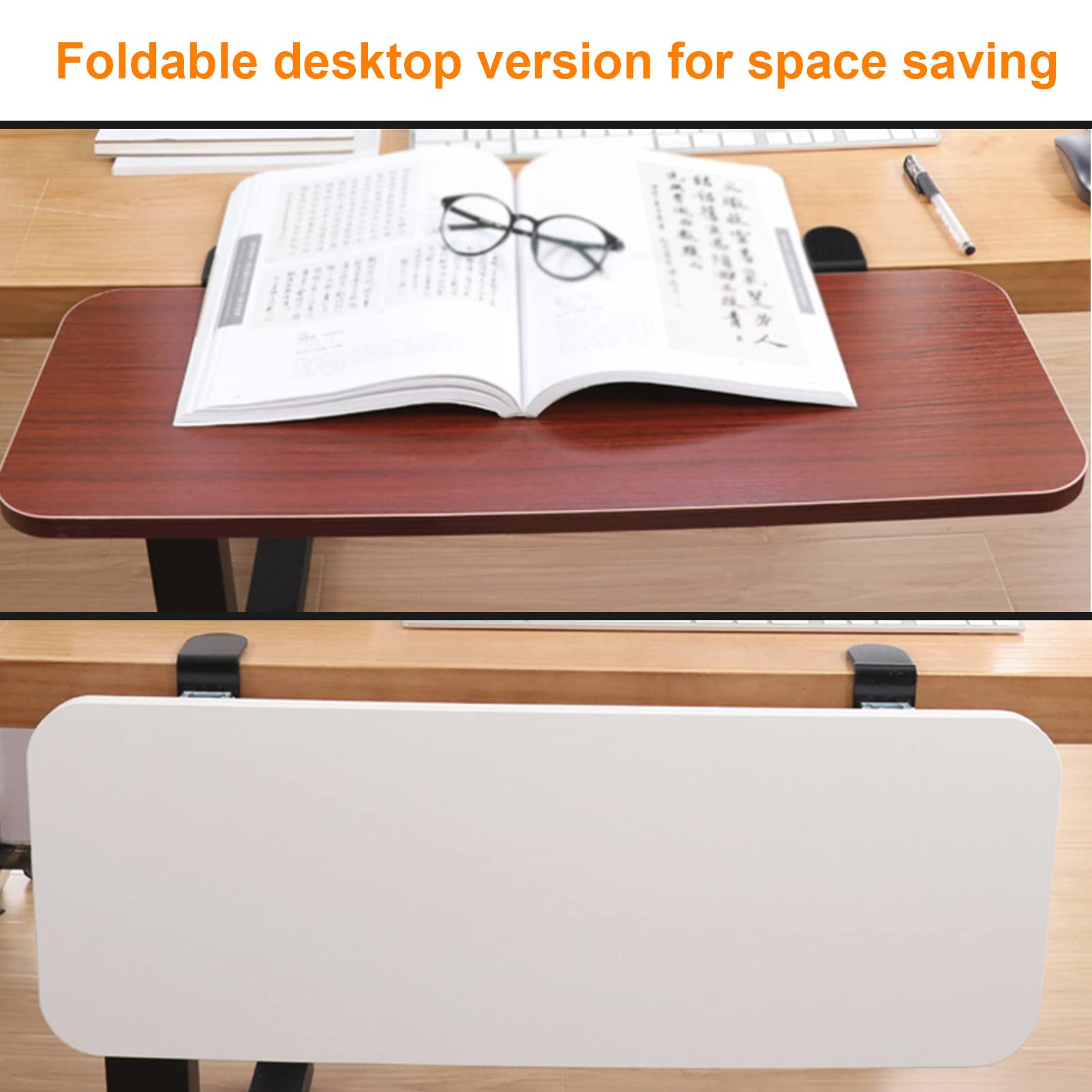 Ergonomic Wall-Mounted Foldable Keyboard Tray - 90° Adjustable Under Desk Keyboard Drawer with Clamp (24x65cm) for Home Office & Workspace - Perfect for Small Spaces & Standing Desks