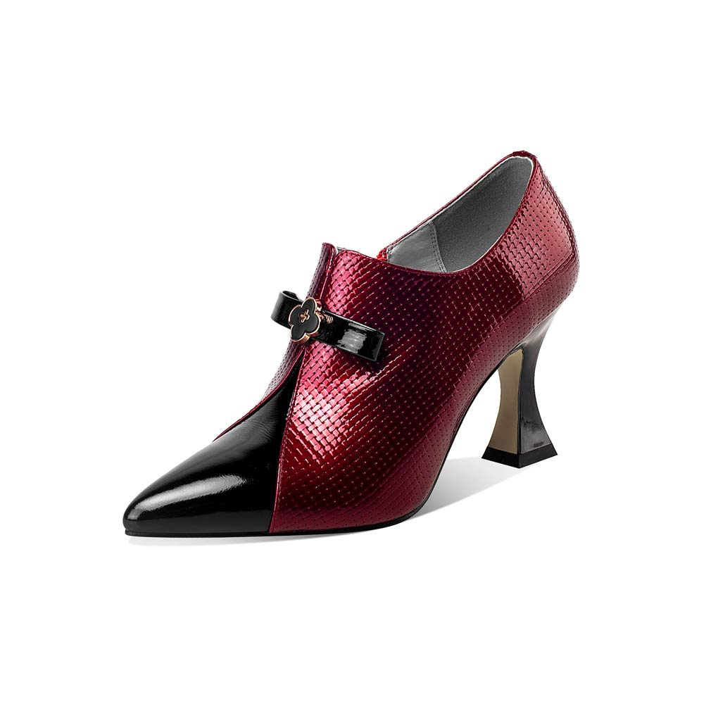 TinaCus Women's High Heel Pumps - Embossed Patent Leather Pointed Toe Side Zip Dress Shoes for Party, Wedding & Office Wear