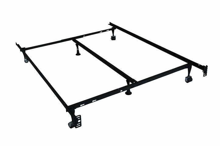 Adjustable Twin/Double/Queen Size Metal Bed Frame with Wheels, Sturdy Legs & Headboard Attachment - Heavy Duty Support for Home, Dorm, Guest Room & RV Use