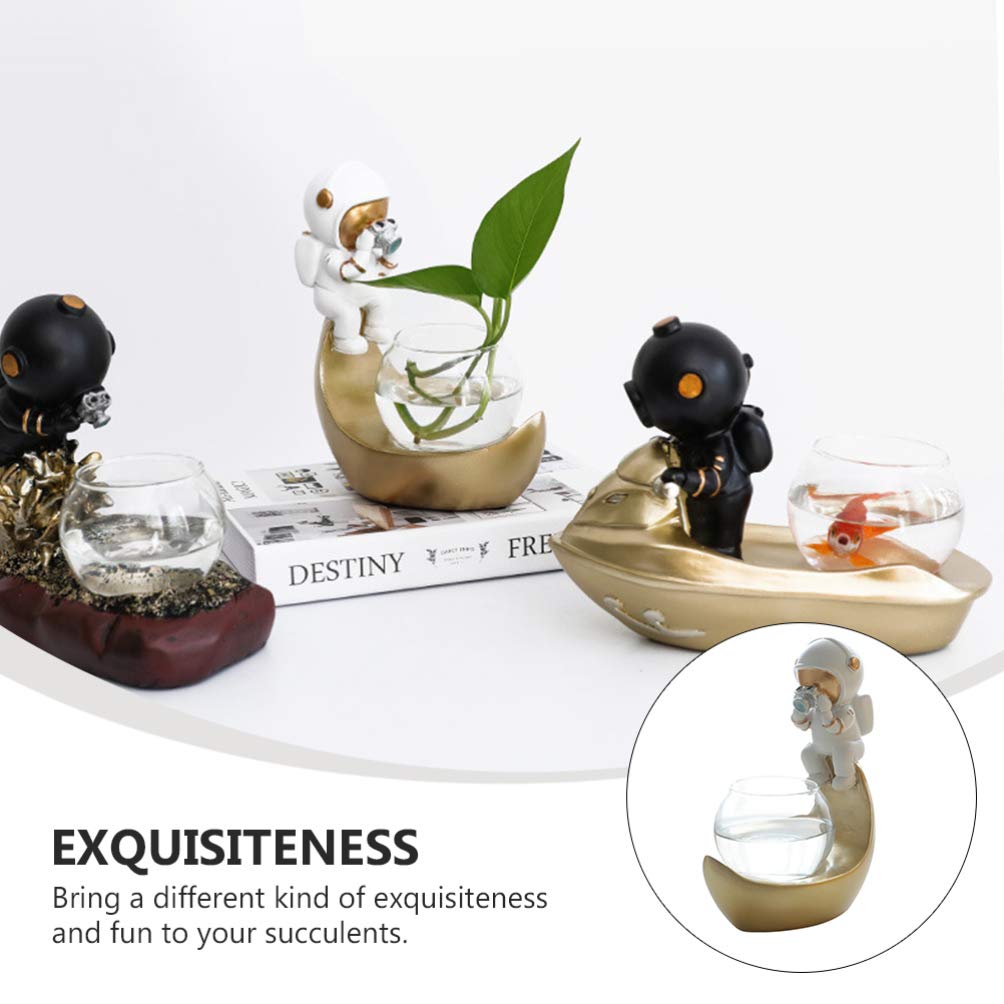 Astronaut Hydroponic Plant Pot - Glass Desk Decor for Home & Office