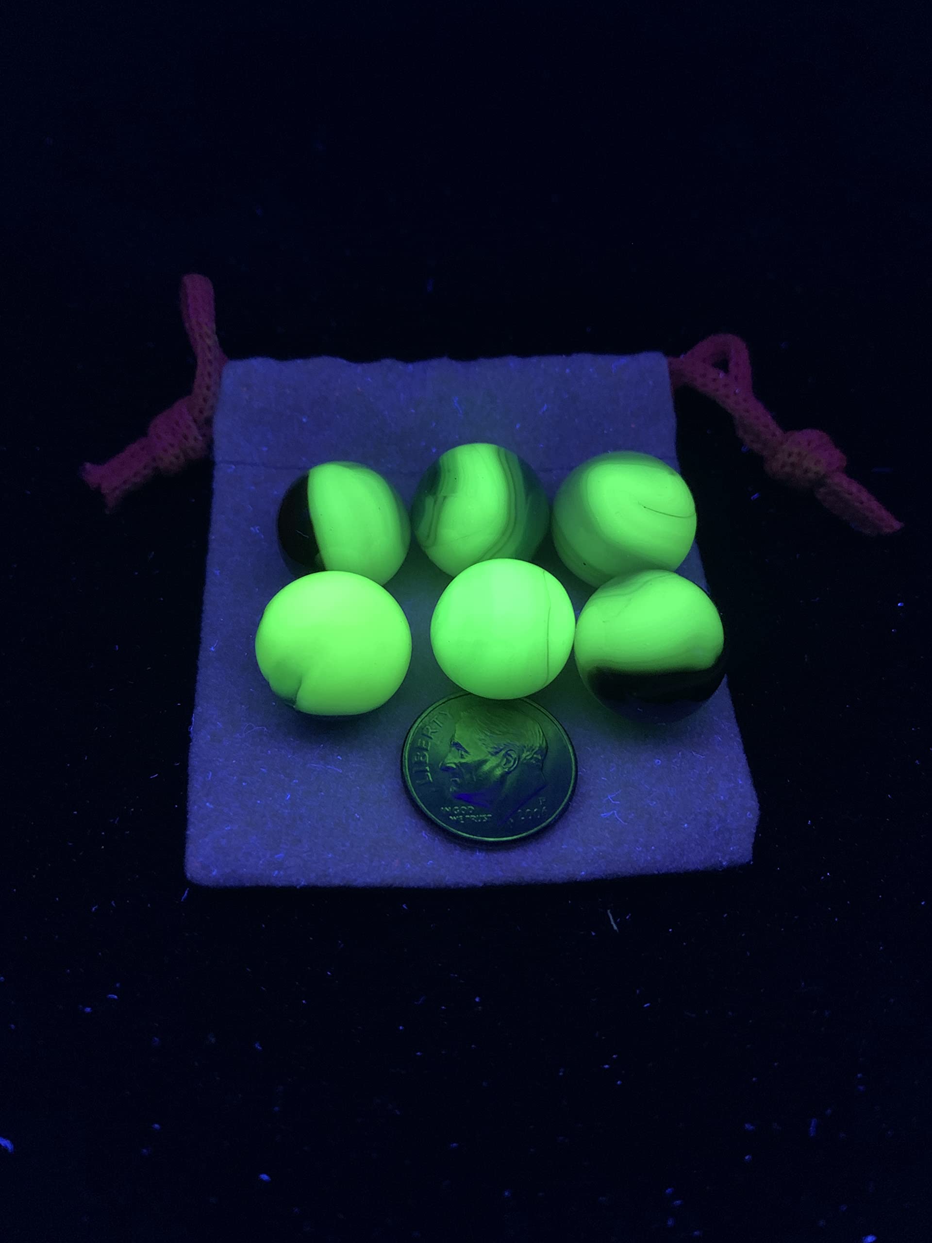 Uranium Jabo Classics Glow in The Dark Marbles Set - 6 Pack | High-Quality Glass Marbles for Kids Games, Collectibles & Nighttime Fun
