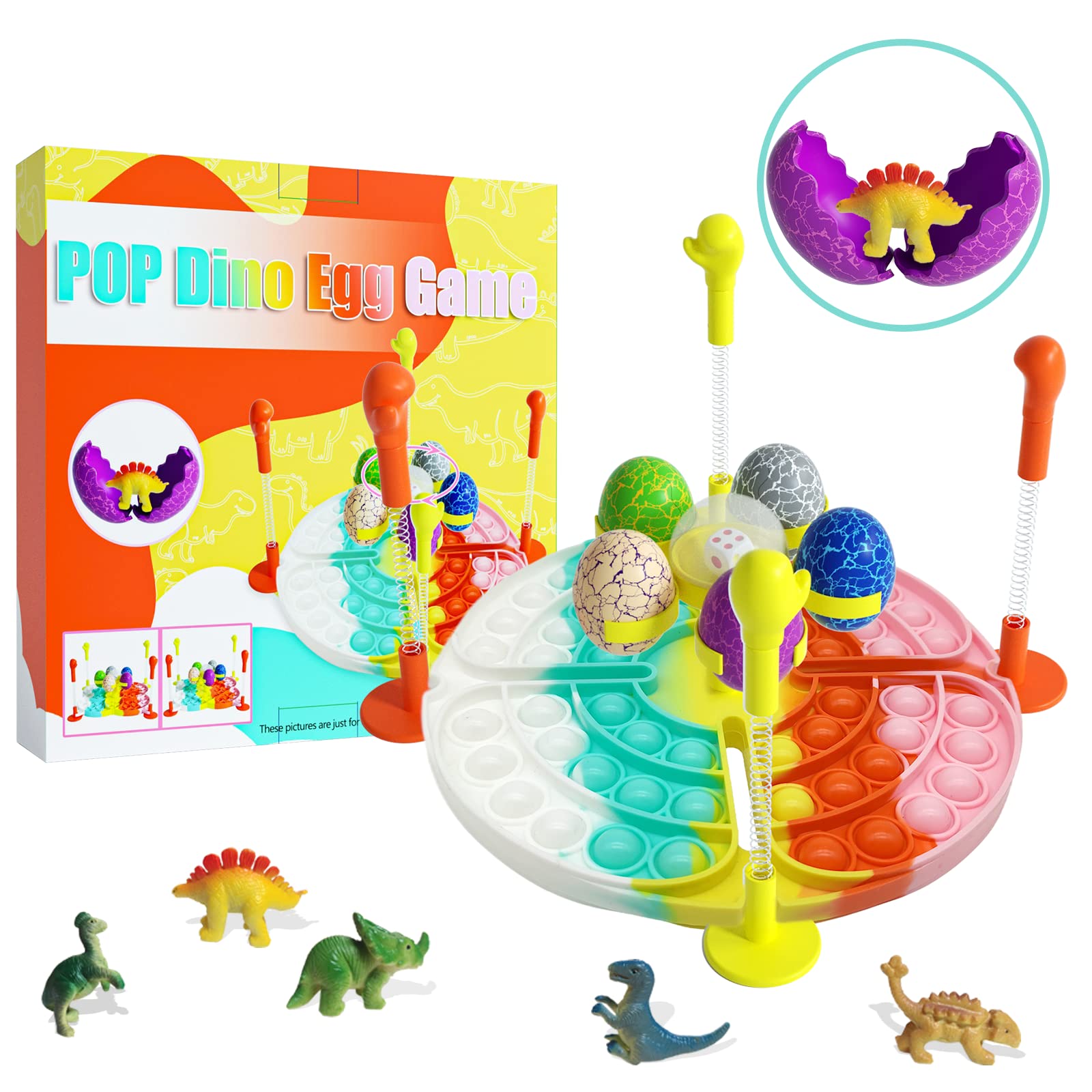 Dinosaur Pop It Sensory Toys for Kids & Adults - Stress Relief Fidget Toys for Autism & ADHD, Silicone Push Bubble Popper Game - Easter Party Favors, Birthday Gifts for Boys & Girls | Fun Classroom, Travel & Anxiety Relief Activities