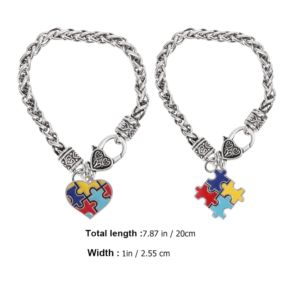 Cabilock Friendship Bracelet Set of 2 - Heart & Square Puzzle Jigsaw Charm Awareness Bracelets with Carnelian Stones | Gifts for Best Friends, Couples, or Awareness Events | Perfect for Valentine's Day, Birthdays, and Support Causes