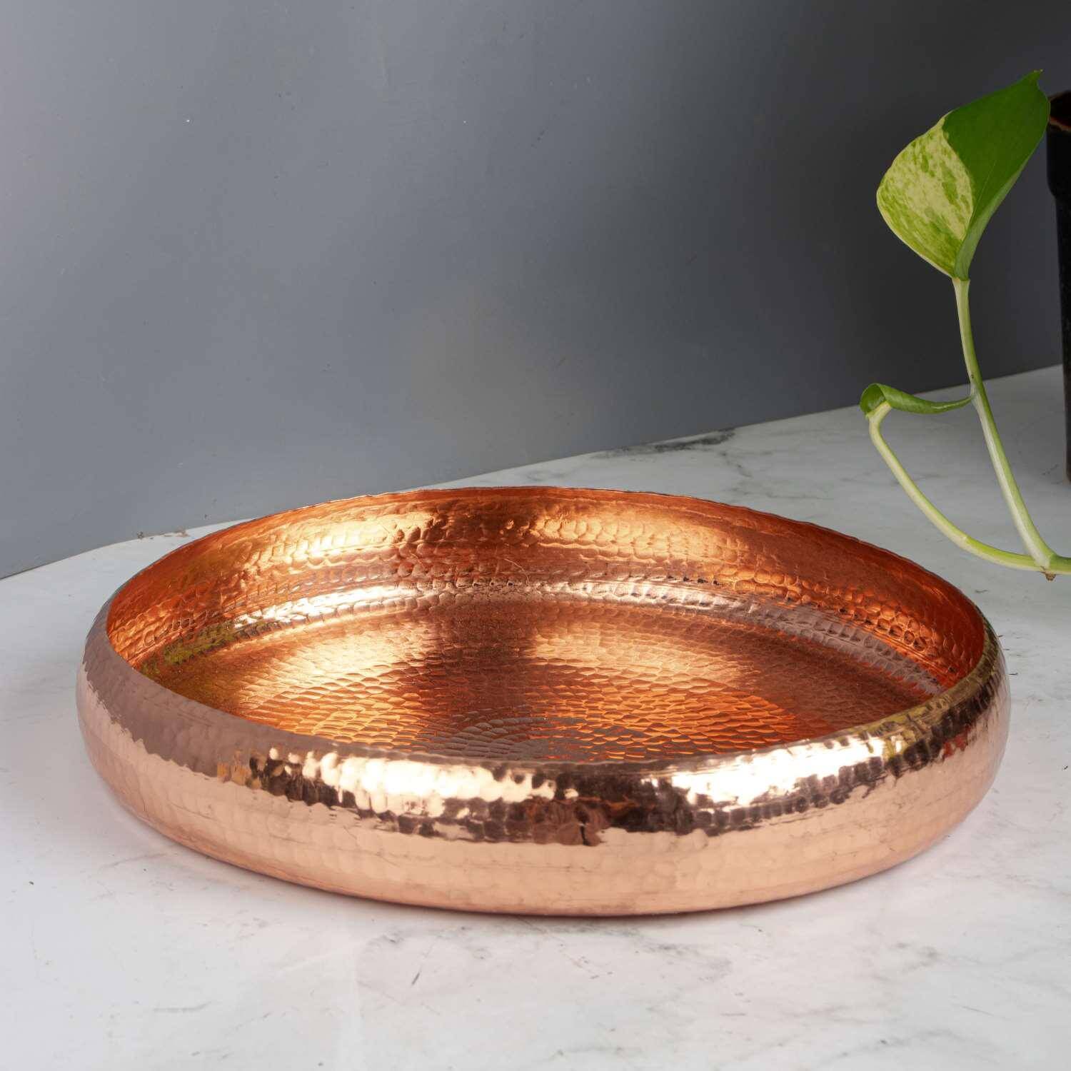 Handmade Copper Uruli Bowl - Traditional Indian Decor for Home & Wedding Decorations | Perfect for Centerpieces, Flower Arrangements & Pooja Rituals