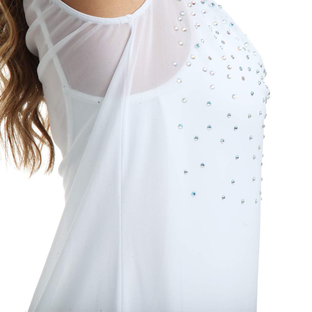 Sparkling White Mesh Rhinestone Overlay Dress for Girls - Perfect for Birthday Parties, Pageants & Special Occasions