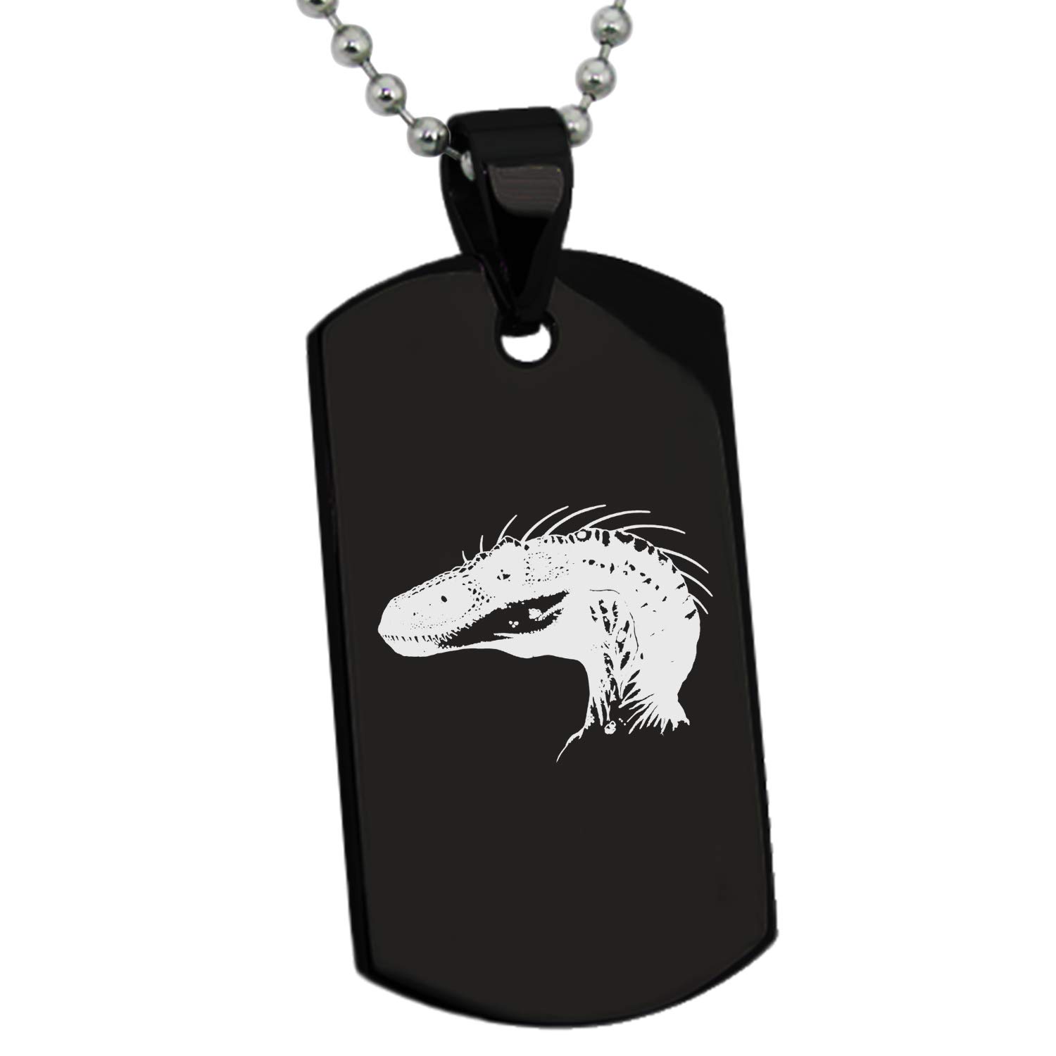 Stainless Steel Velociraptor Dog Tag Pendant Necklace for Men - Dinosaur Jewelry Gift for Dino Lovers, Military Style Chain - Perfect for Cosplay, Gifts & Everyday Wear