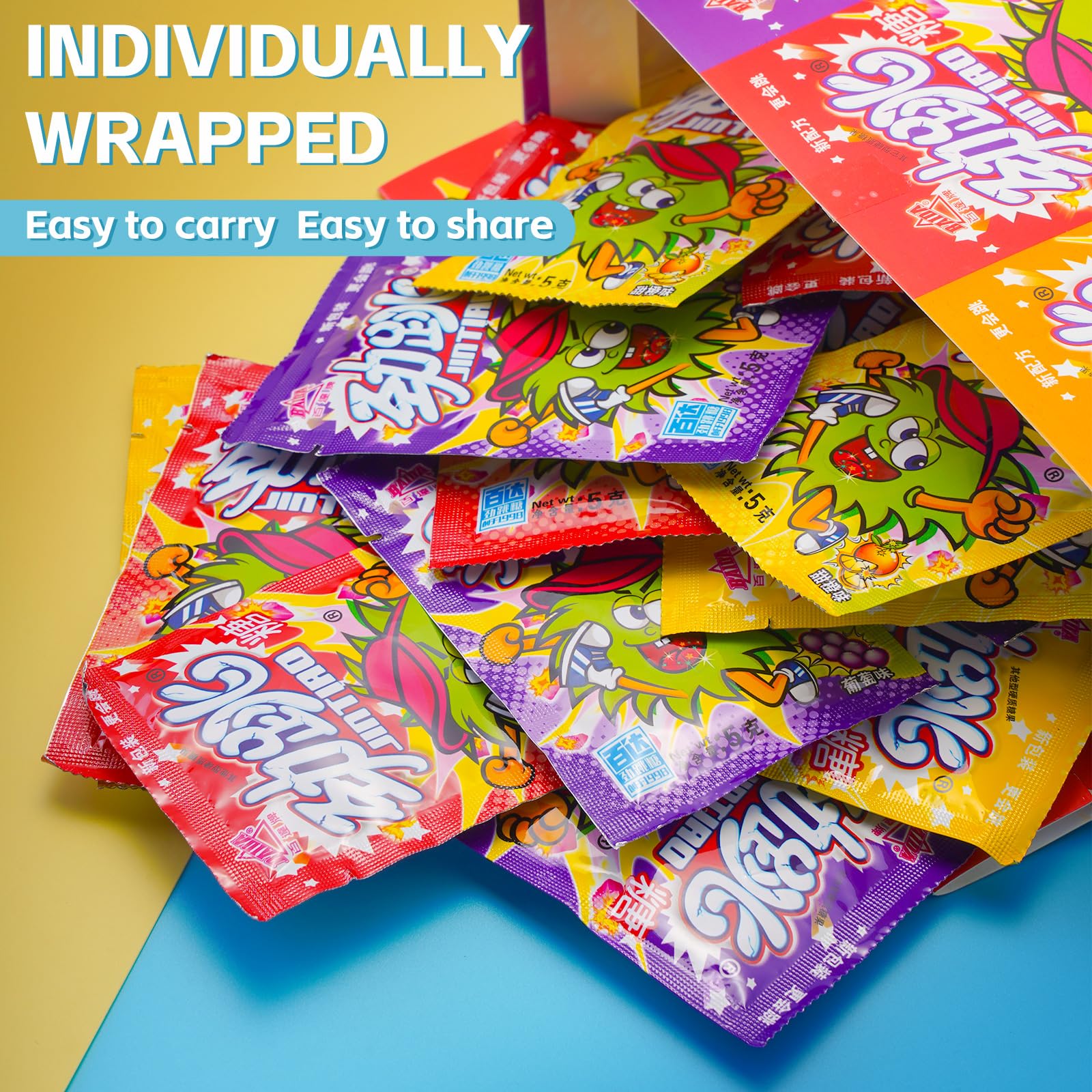 Assorted Popping Candy 60 Pack - Strawberry, Orange, Grape Flavors for Parties & Gifts