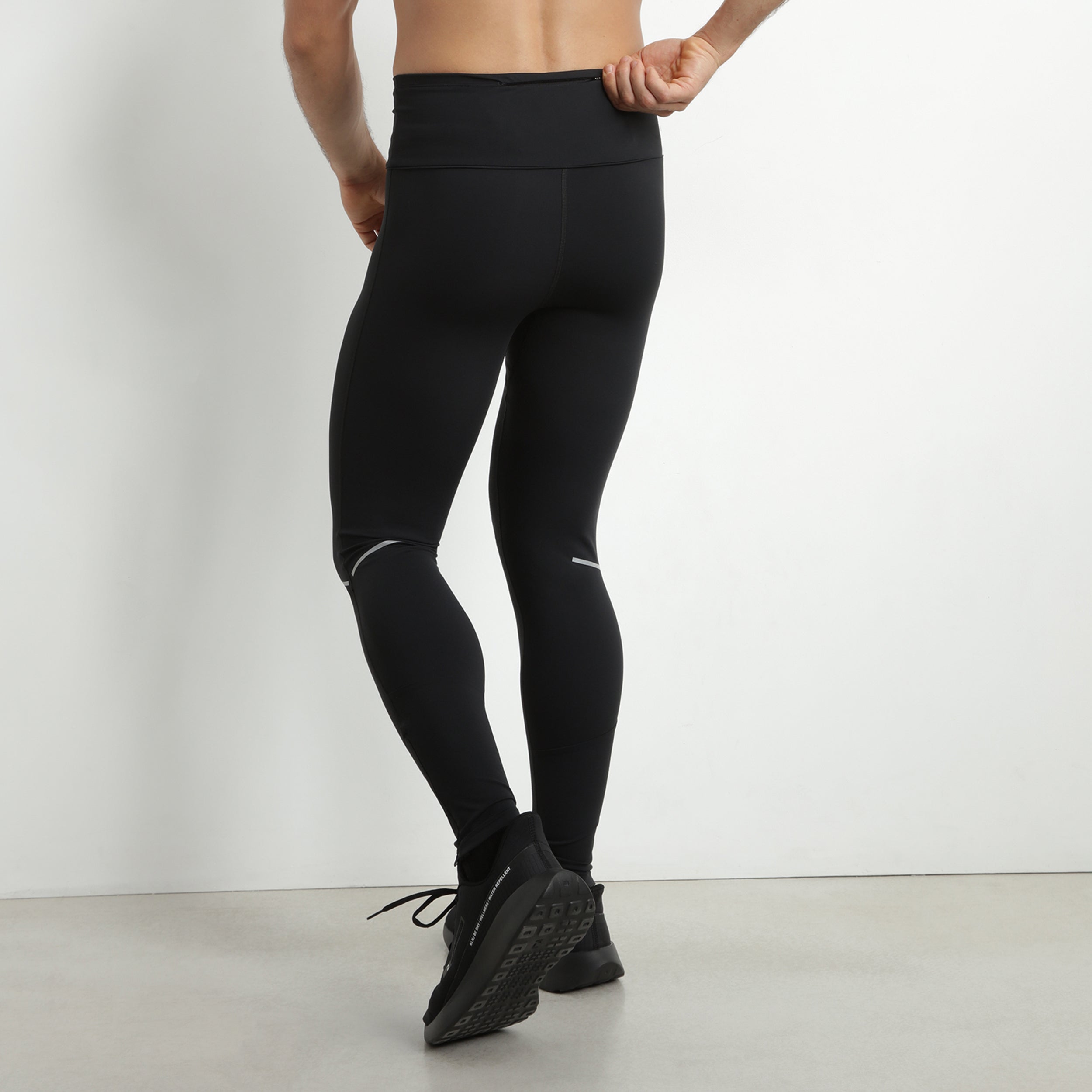 Adjustable Men's Sports Leggings in Black Microfiber - Breathable & Stretchy for Running, Gym & Workouts | Dim Move