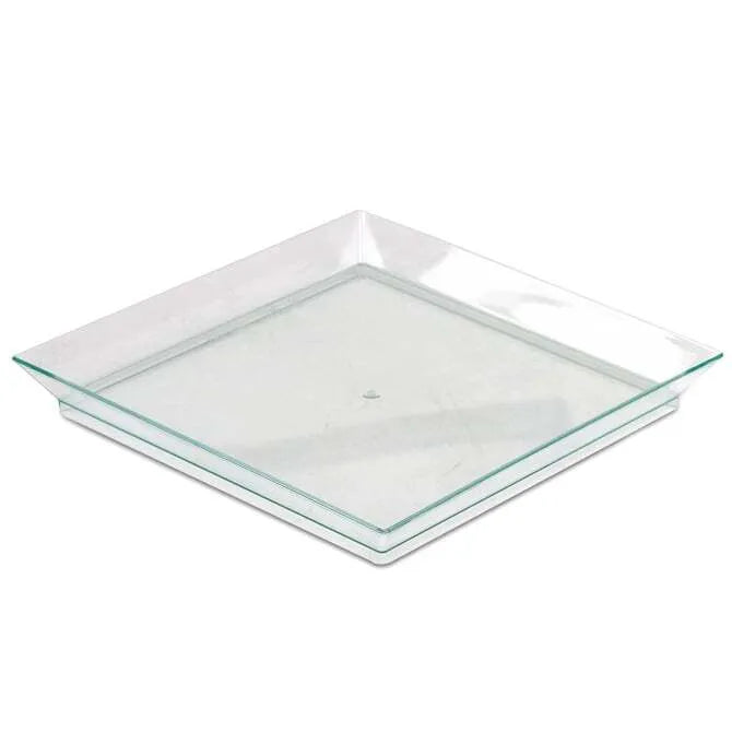 Comatec Square Appetizer Plates - Set of 6 Durable BPA-Free Plastic Small Plates in Sea Green, Perfect for Parties, Snacks, and Hors d'Oeuvres