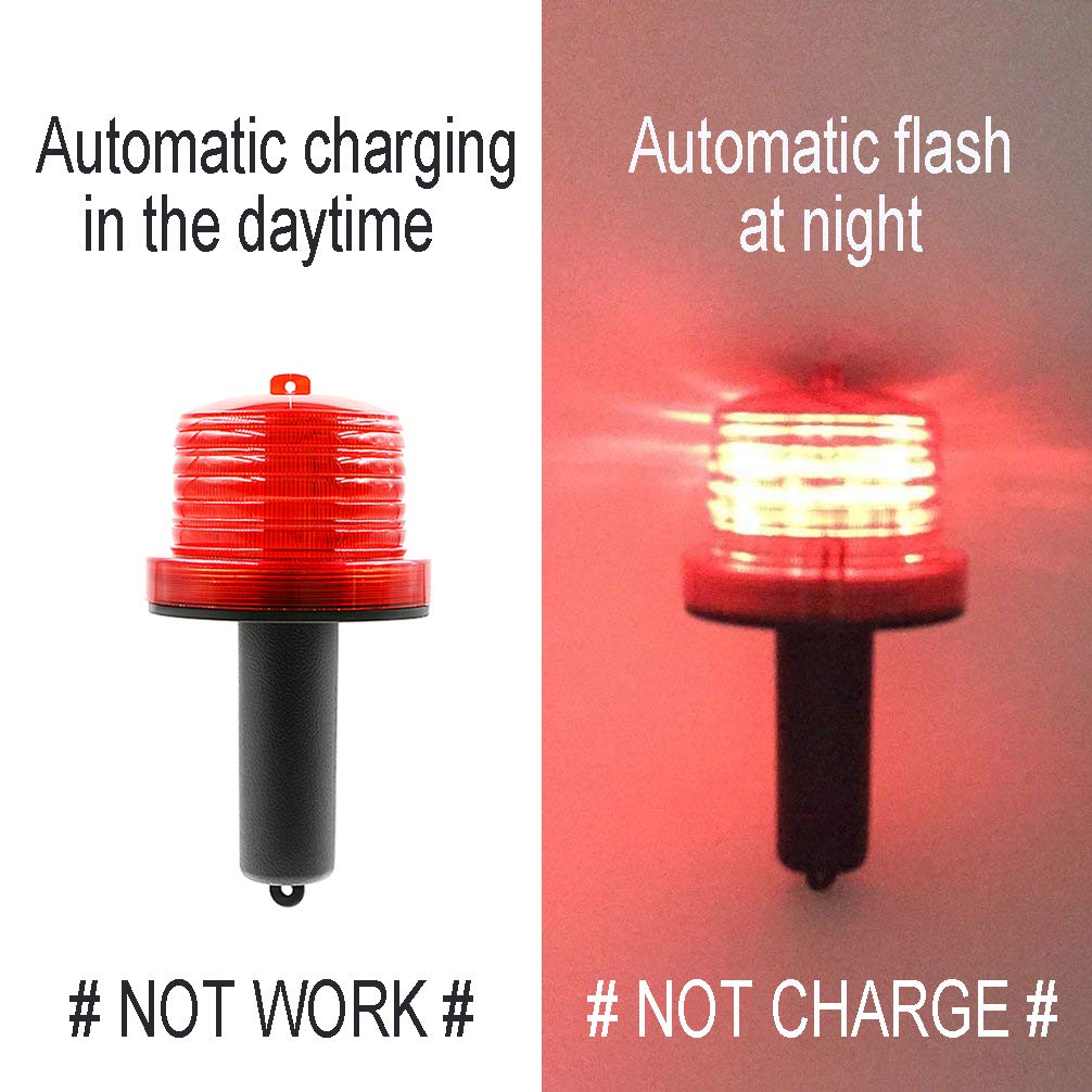 Luwint Solar Powered LED Emergency Strobe Warning Light - Handheld Red Safety Beacon for Road Construction, Traffic Cones & Hazard Scenarios | Portable & Rechargeable for Night Work, Emergency Signaling & Roadside Safety