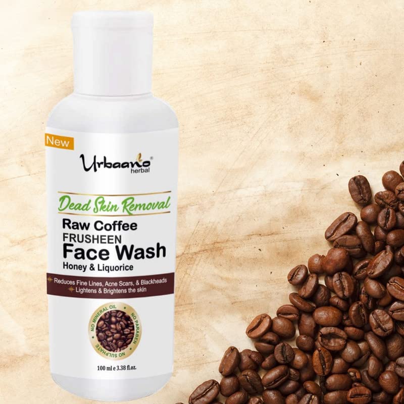 Urbaano Herbal Frusheen Coffee Face Wash - Exfoliating Dead Skin & Oil Control for Fresh, Glowing Skin with Honey & Licorice (Men & Women) | 100ml | SLES, Sulfate & Paraben Free | Daily Cleansing for Acne-Prone & Oily Skin