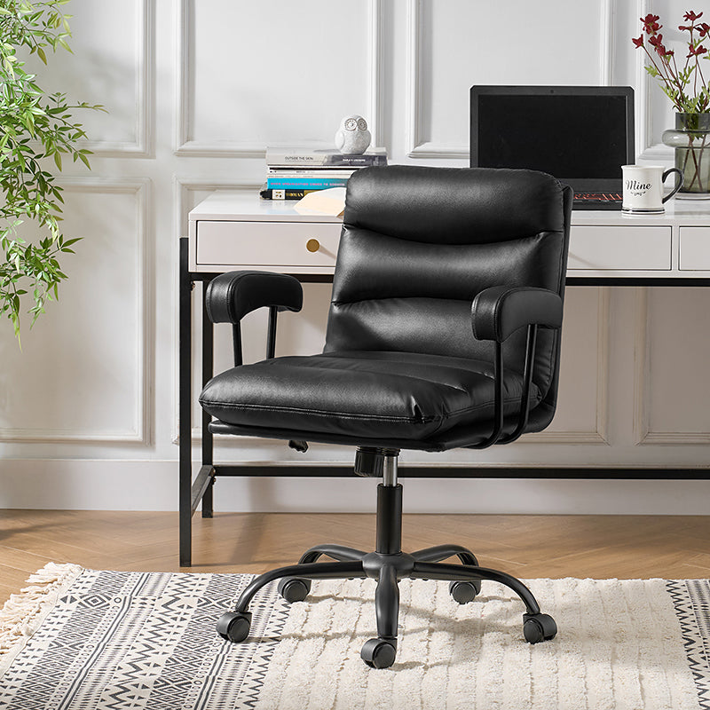 Anselm Modern Ergonomic Faux Leather Office Chair - Adjustable Swivel Desk Chair with Lumbar Support for Home & Office Workspace