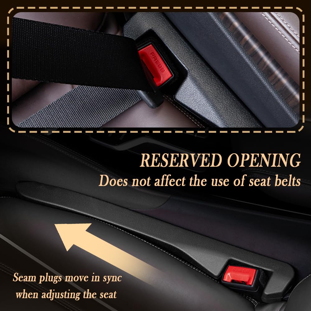 2PCS Elastic Car Seat Gap Filler Organizer - Universal Fit for Car, Truck & SUV - Prevent Items from Falling Between Seats & Console - Black/2PCS - Perfect for Road Trips, Daily Commutes & Organized Storage