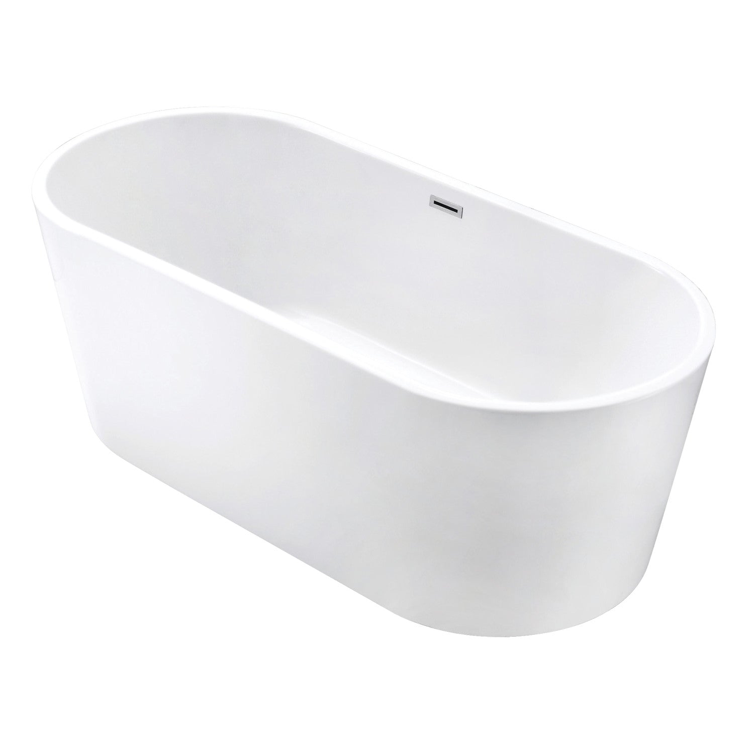 Aqua Eden 63 Inch Acrylic Oval Freestanding Bathtub - Double Ended Soaking Tub with Drain, Glossy White Finish | Perfect for Luxury Bathrooms & Spa Retreats