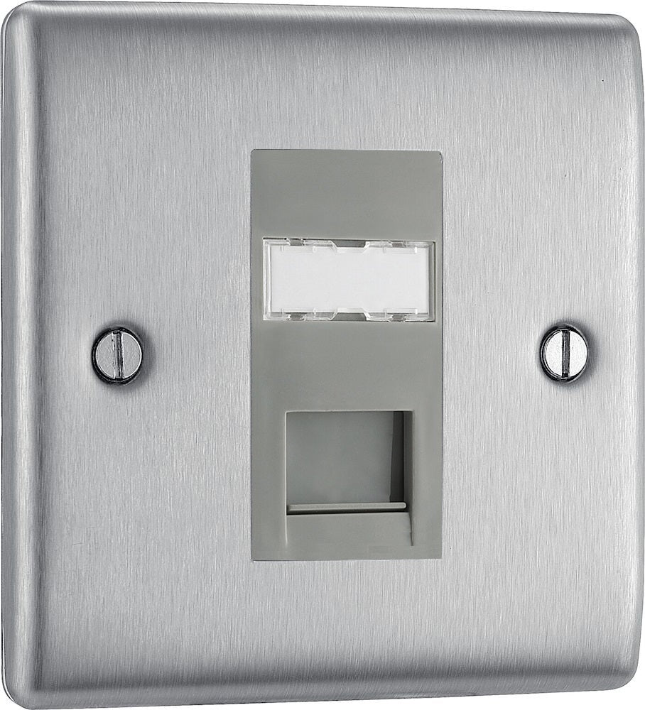 BG Nexus Metal Brushed Steel RJ45 Cat6 Ethernet Outlet - High-Speed Network Connection for Home & Office (16-Port, NBSRJ4516G) - Perfect for Smart Homes, Office Networks, and Data Centers